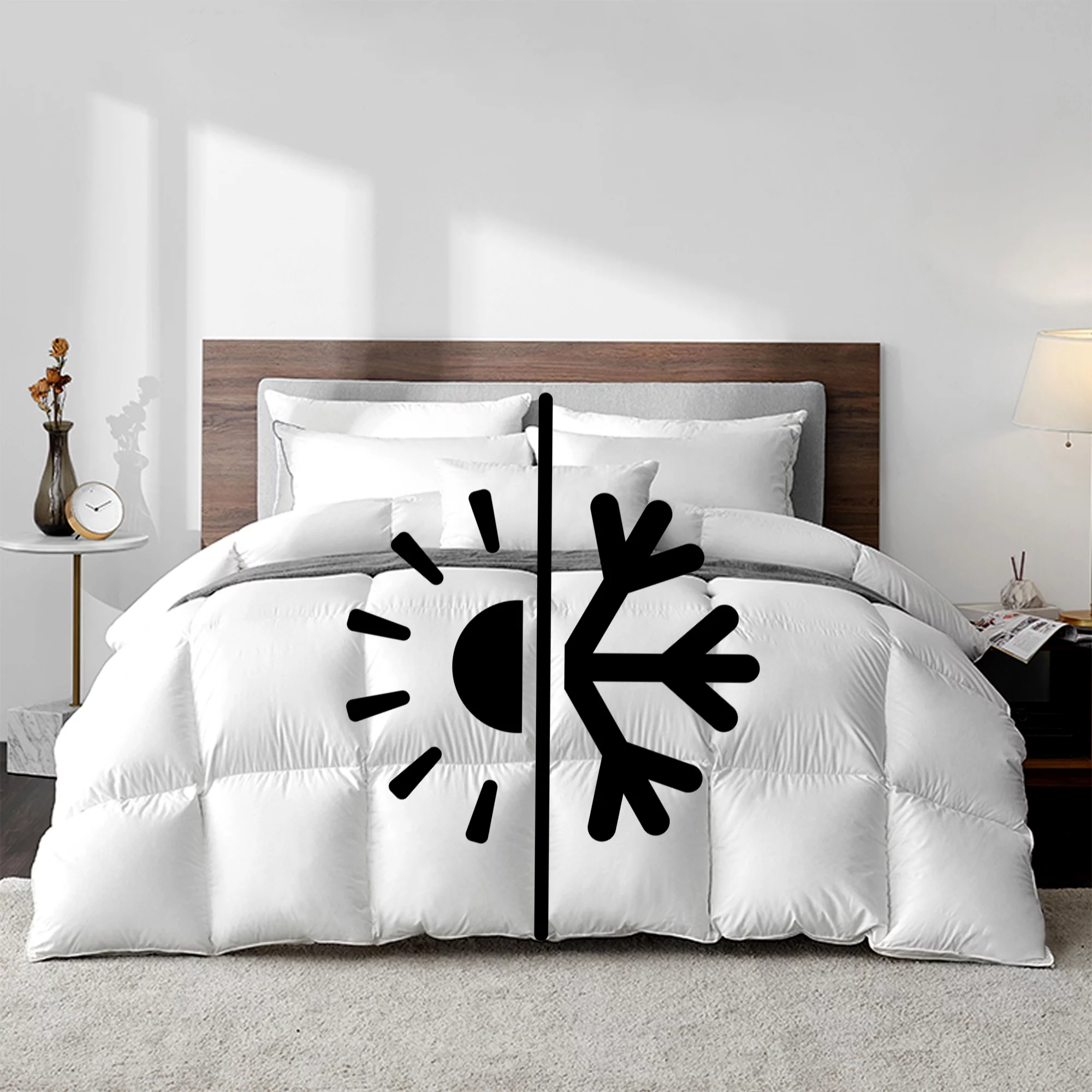 Highland Feather Dual Warmth 850 Loft Hungarian White Goose Down Duvet 700TC Pure Cotton Casing SmartCare
