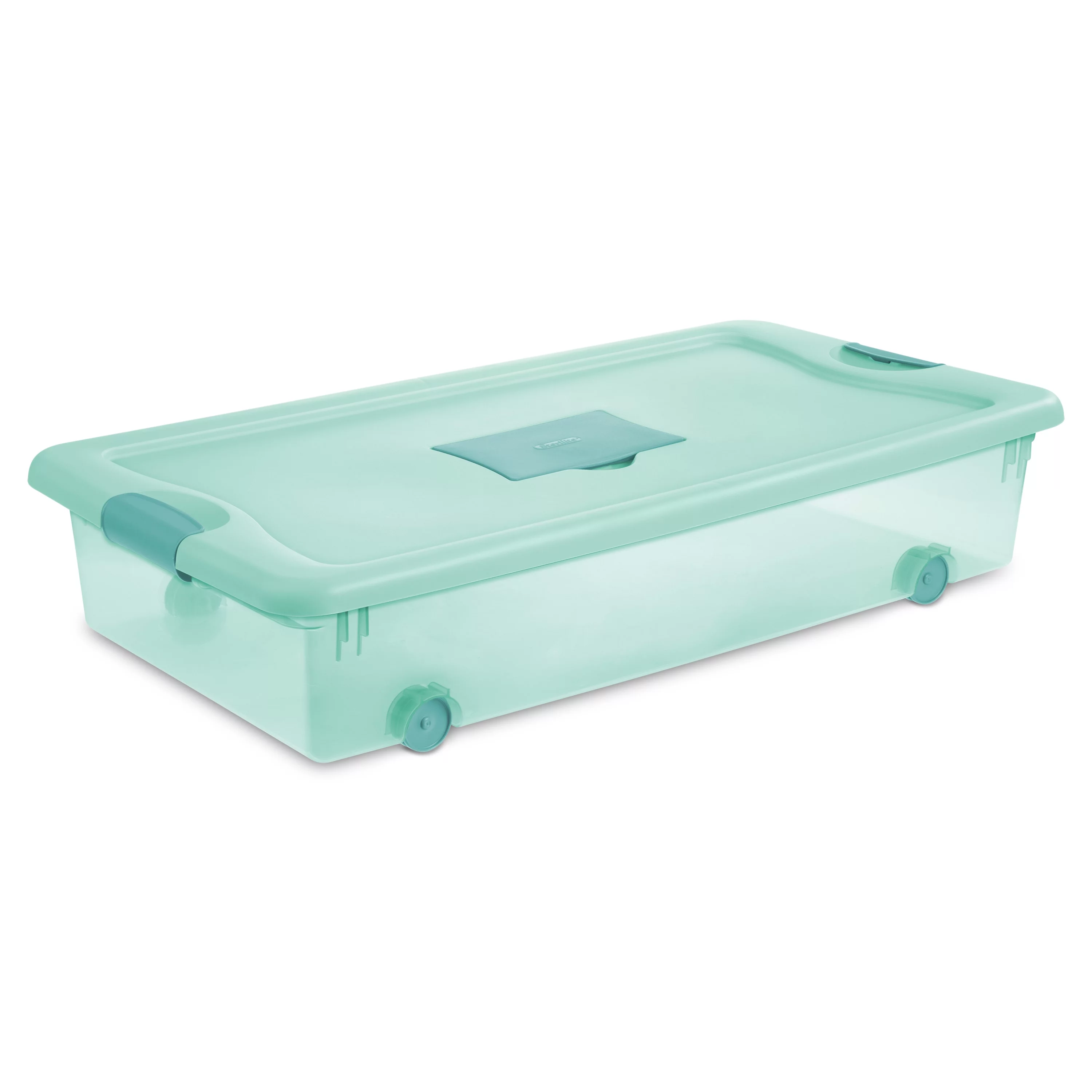 Sterilite 56 Qt. Wheeled Fresh Scent Box Aqua Tint Set of 4