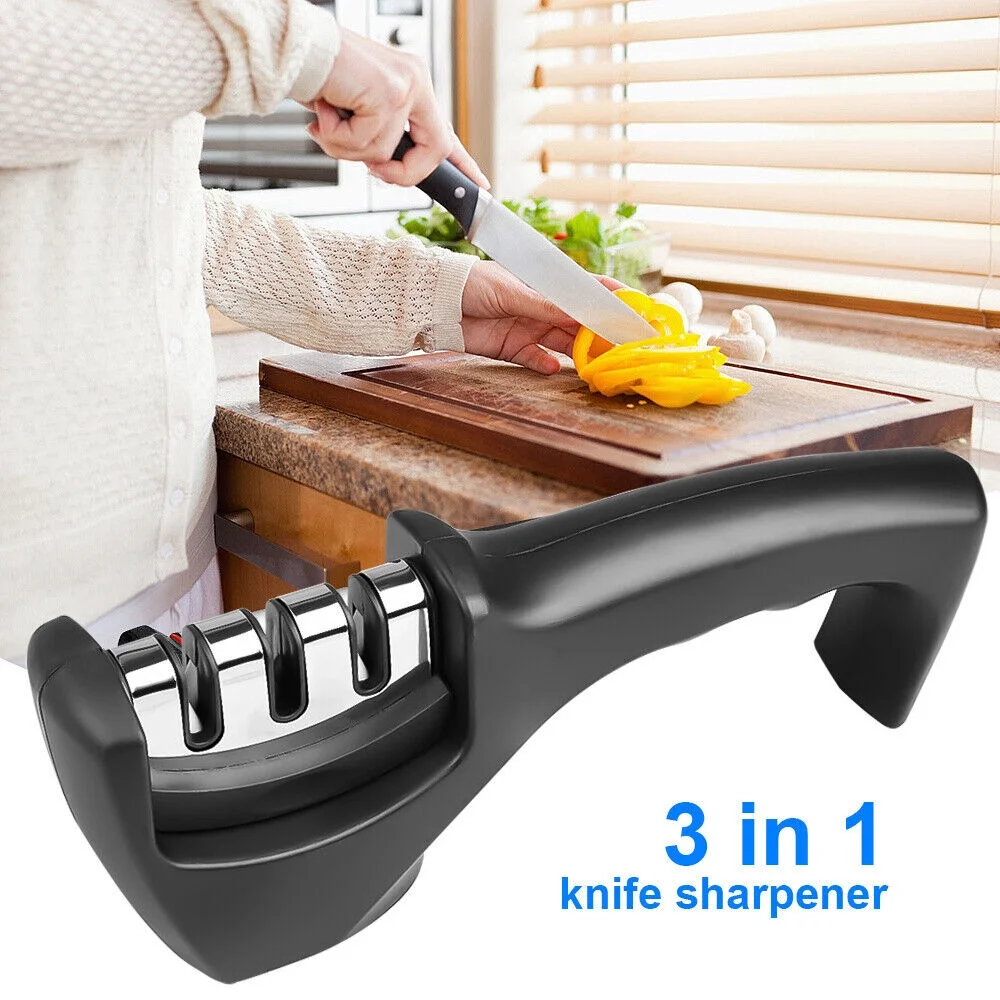 Kitchen Knife Sharpener, DFITO Three-Stage Lightweight Fast Knife Sharpeners, Kitchen Helper Sharpening Tool Professional Ceramic Tungsten for blunt knives resharpening