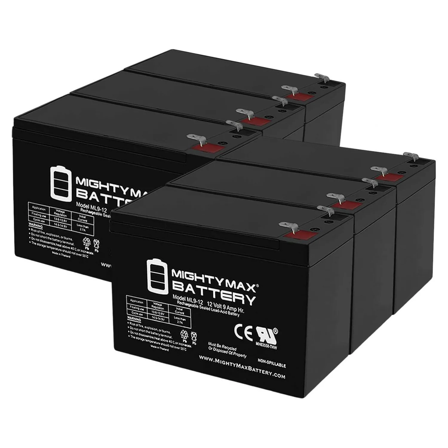 12V 9Ah Battery Replaces Para Systems Minuteman PRO 1000ri - 6 Pack
