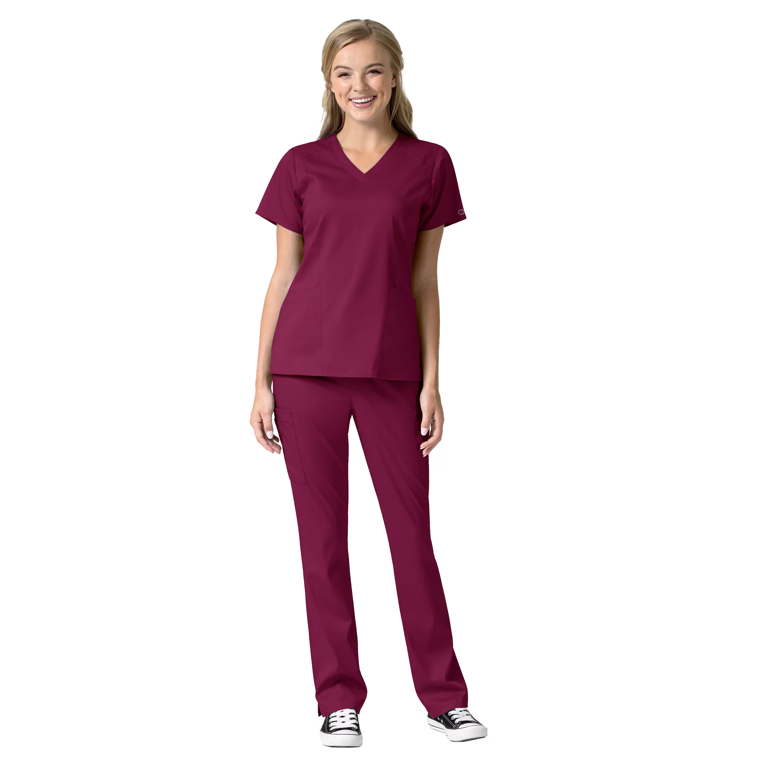 WonderWink Pro Women's 4 Pocket V-Neck Top & Moderate Flare Leg Cargo Pant Scrub Set