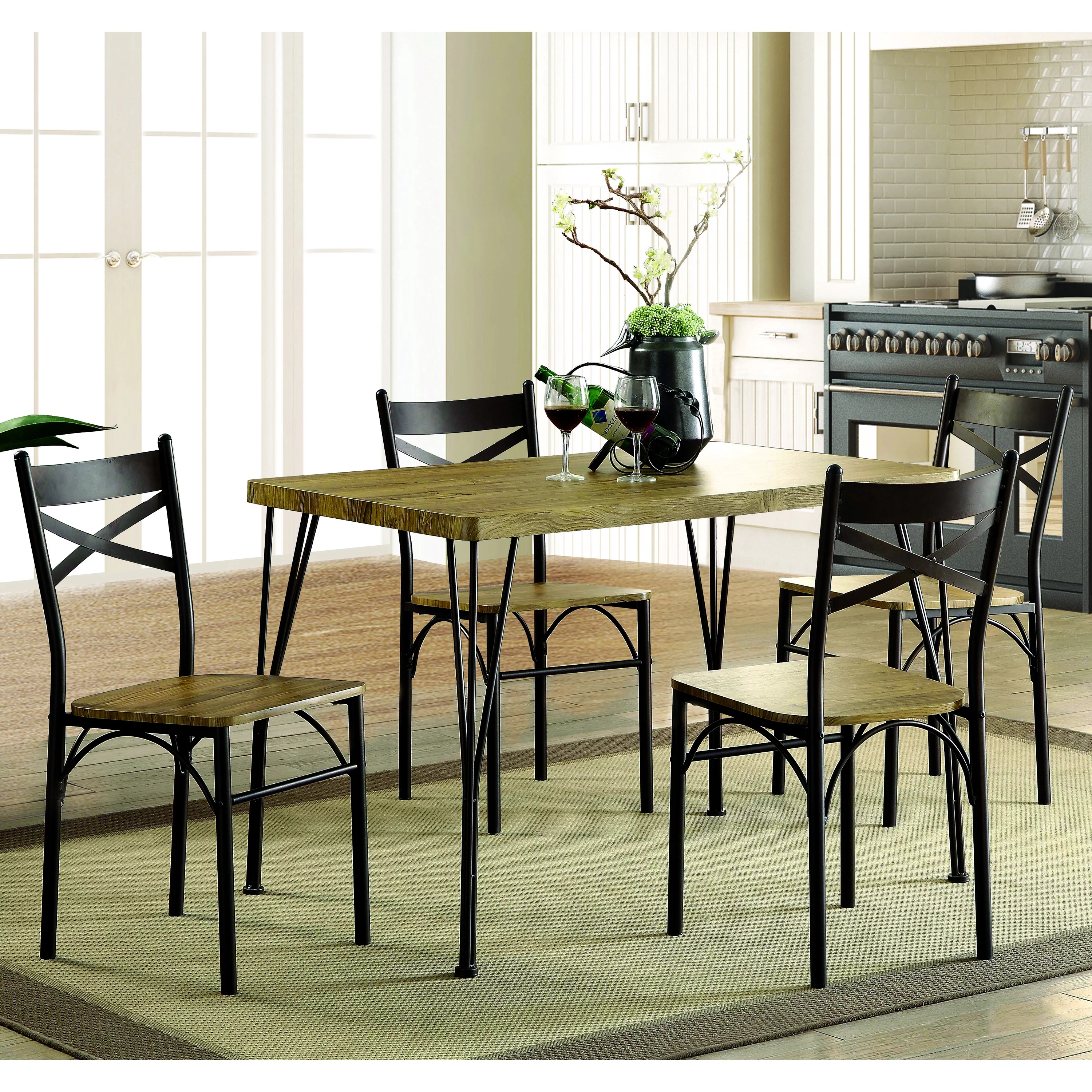 Furniture of America Palmer 5-Piece Dining Set, Gray and Bronze