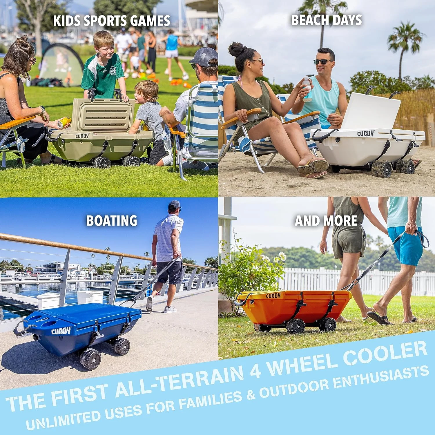 CUDDY Crawler Cooler with Wheels – 40 QT Amphibious Floating Cooler and Dry Storage Vessel - White