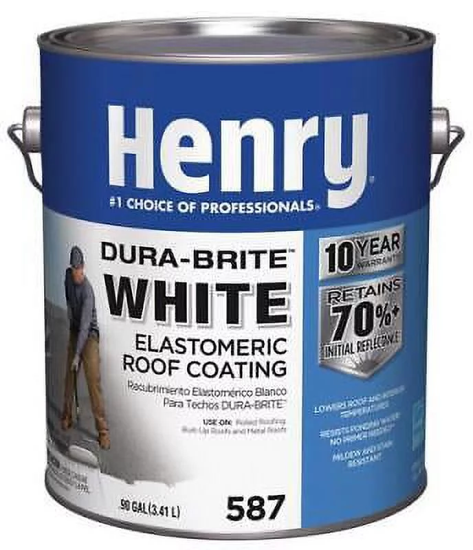 Henry Dura-Bright Smooth White Elastomeric Roof Coating 0.9 gal. (Pack of 4)
