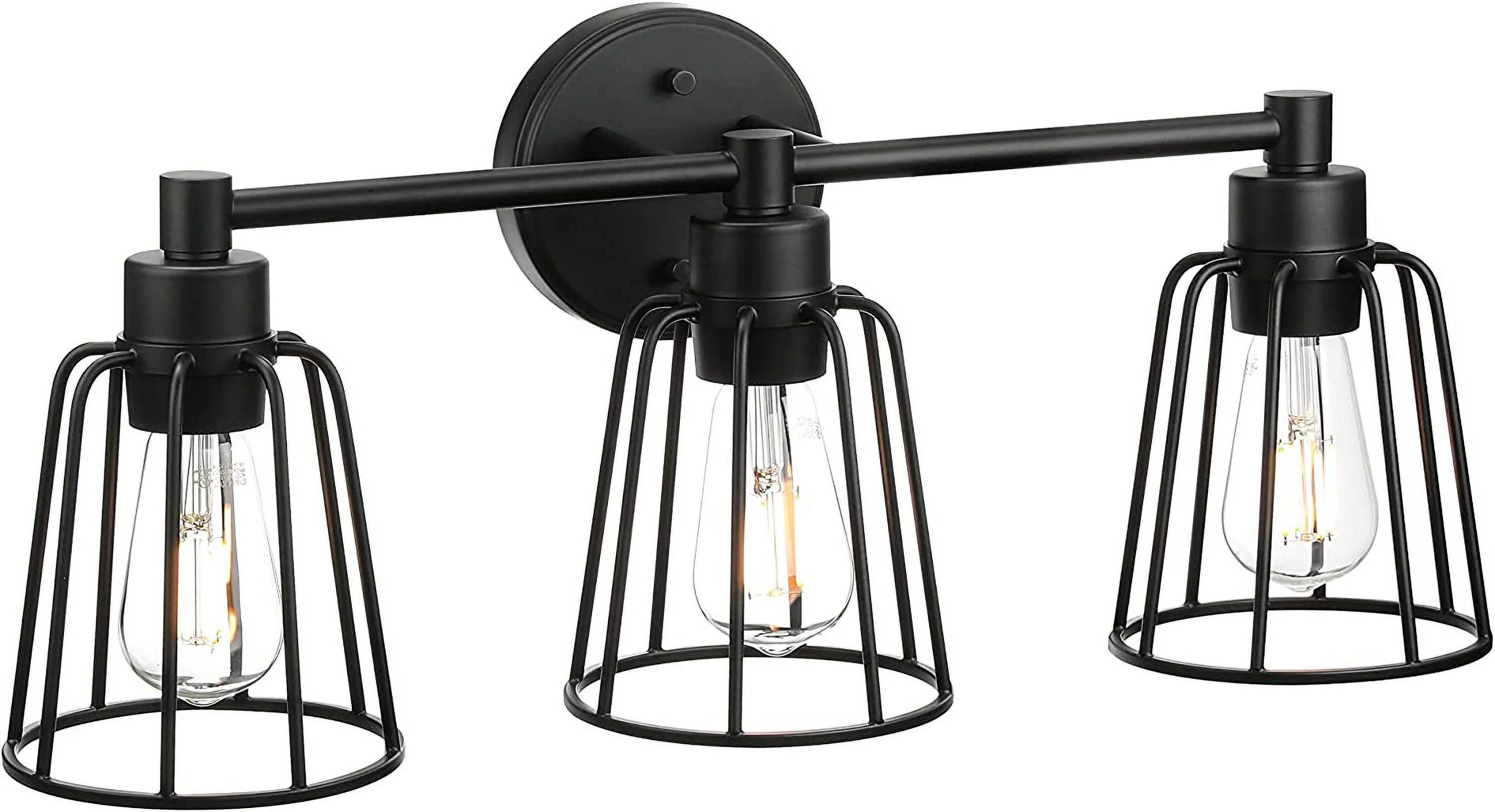 CXIAN Bathroom Vanity Light, 3 Light Farmhouse Cage Wall Light, Industrial Black Wall Sconce Lighting XB-W1287-3-MB