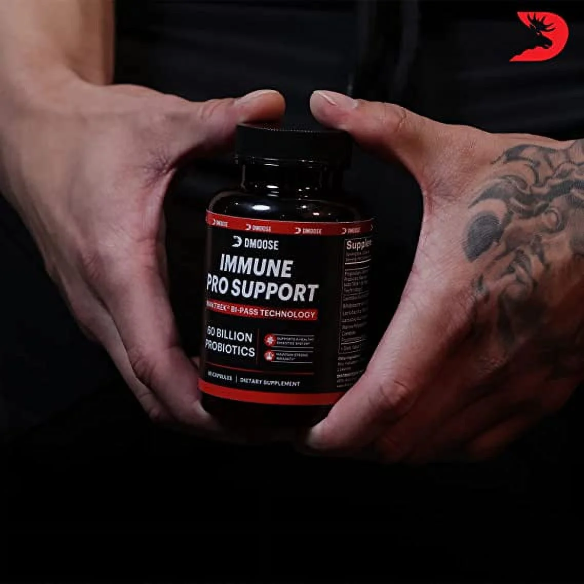 DMoose Probiotics 60 Billion CFU - Immune Pro Support for Digestive, Gut Health, Constipation, Diarrhea, Gas & Bloating - Probiotic for Men & Women - Serving Size 2 Capsules