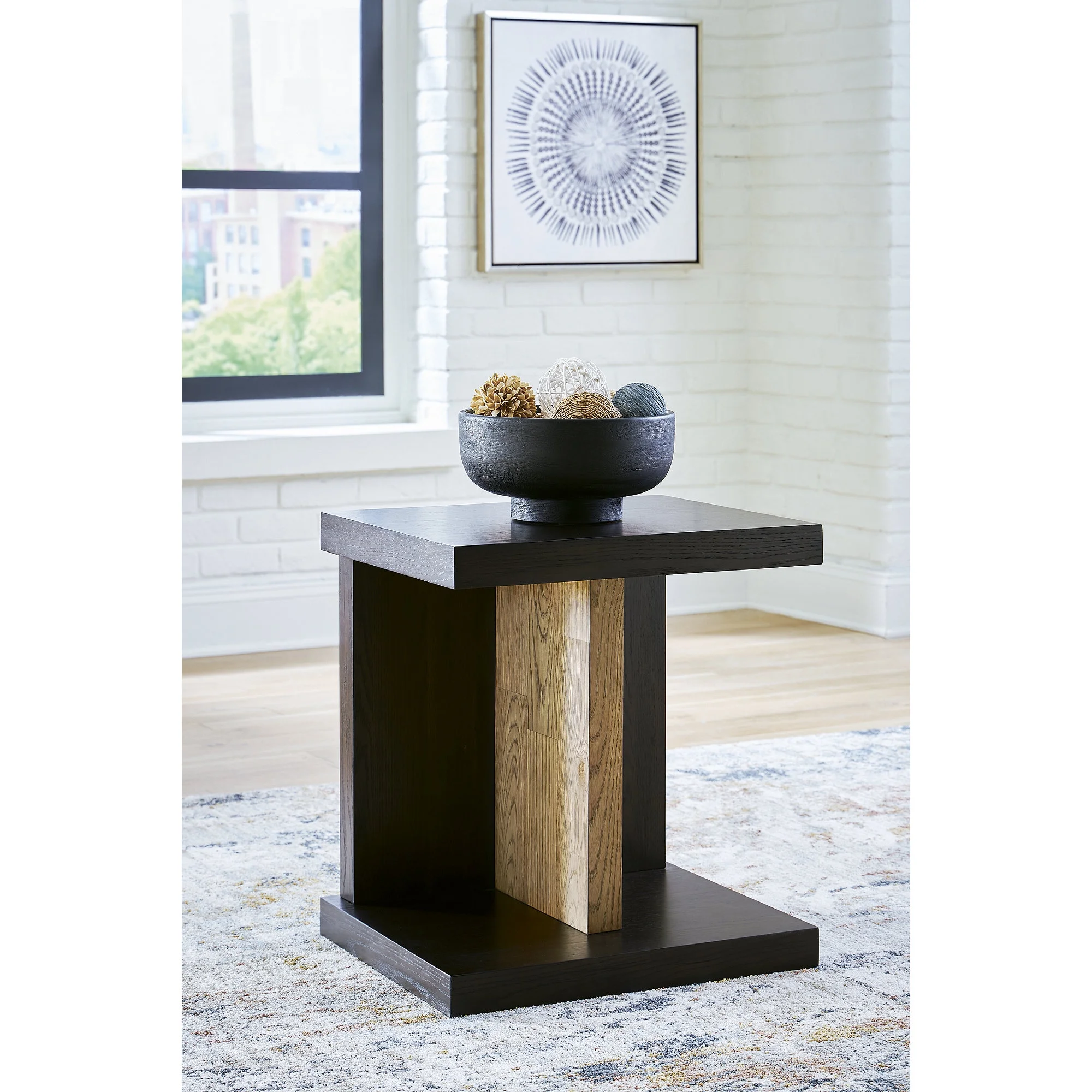 Signature Design by Ashley Kocomore Chairside End Table with USB Charging, Dark Brown