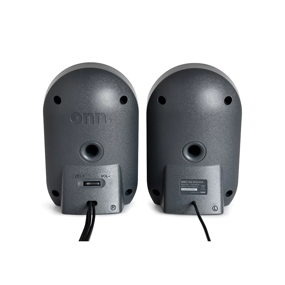 onn. Stereo Speaker with Volume Controls, 3.6 ft 3.5mm Aux with USB Power Cable