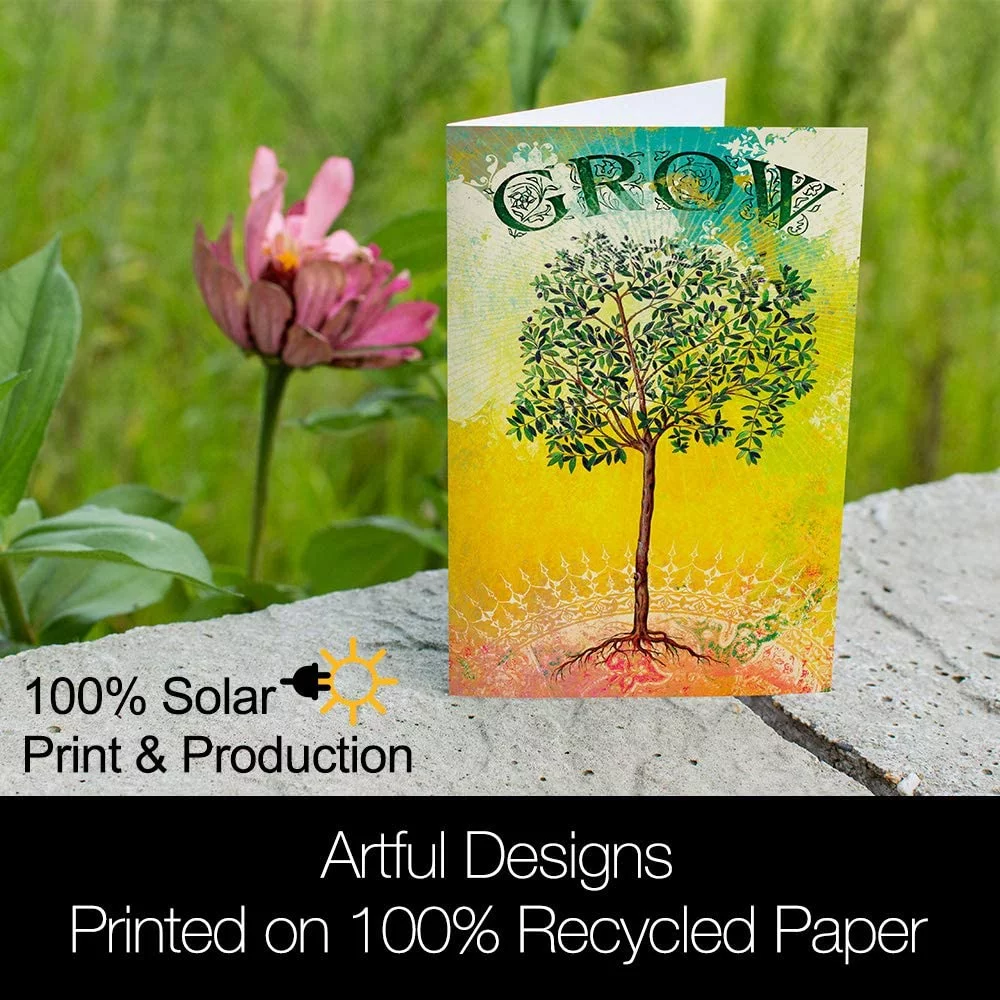 Tree-Free Greetings All Occasion Greeting Card 12 Pack, 100% Recycled Paper, 4x6, Grow (FS66595)