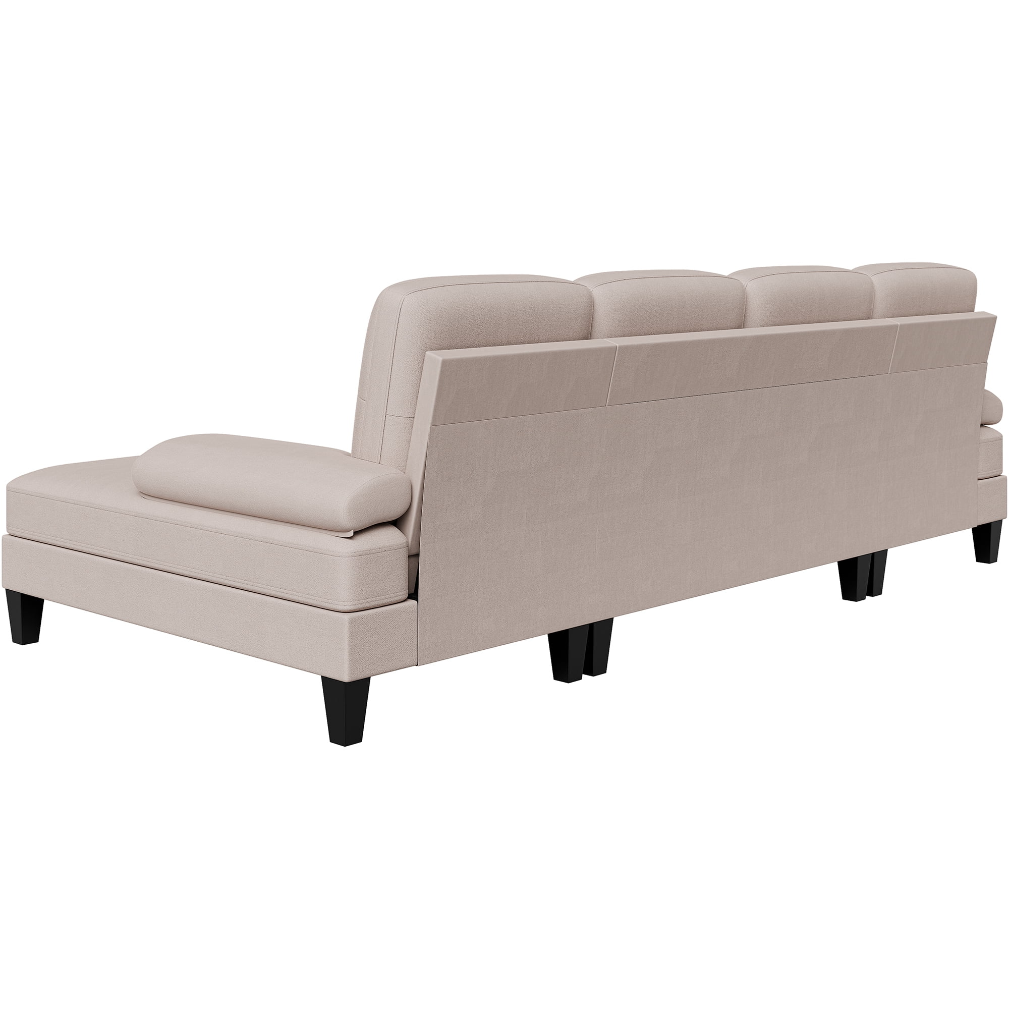 Walsunny Convertible Sectional Sofa Couch,4 Seat Sofa Set U-Shaped Couch with Double Wide Chaise Lounge, 106in Modern Fabric Large Couch