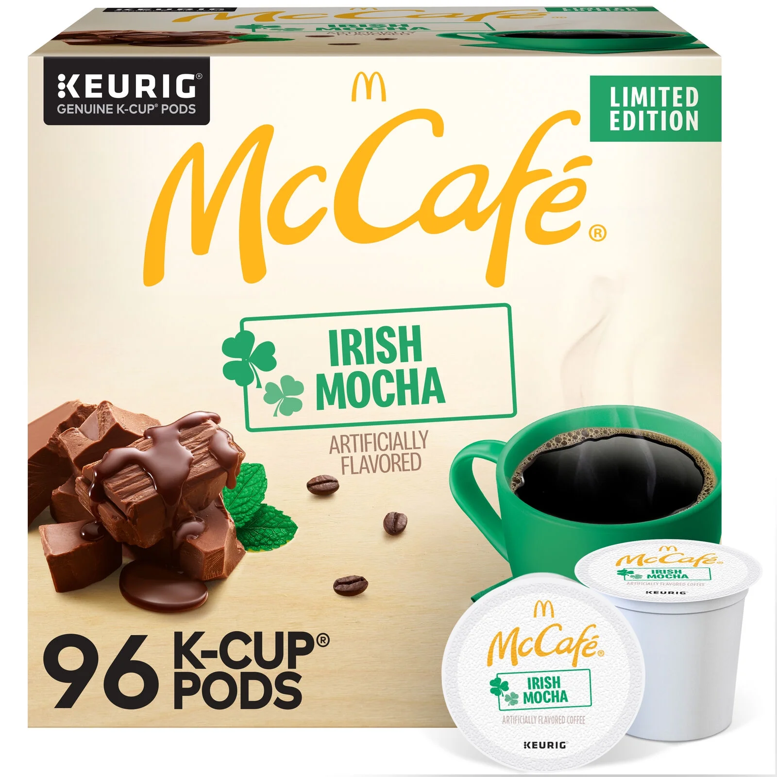 Mccafe Irish Mocha, Keurig Single Serve K-Cup Pods, Flavored Coffee, 96 Count
