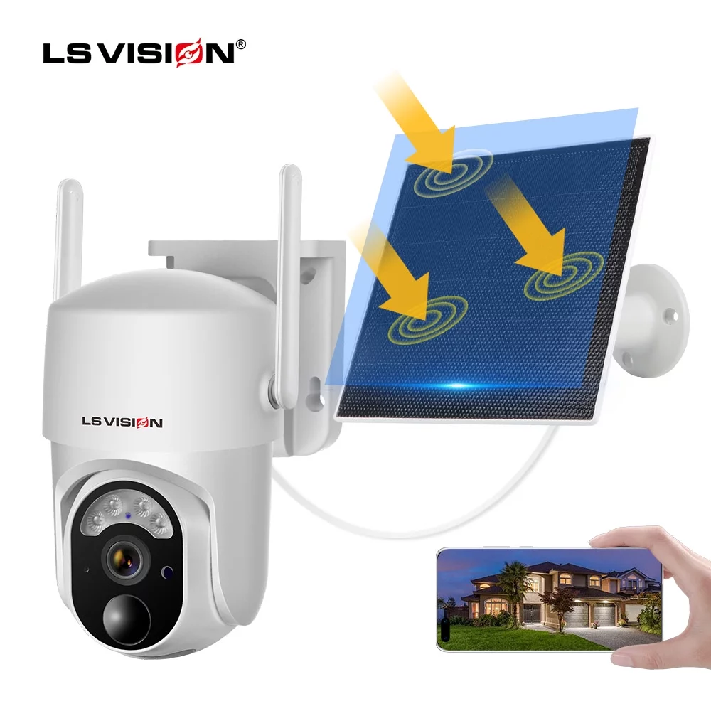 LS VISION 3MP PTZ Wireless Security Camera System WIFI IP Outdoor Solar Battery Powered Camera Night Vision