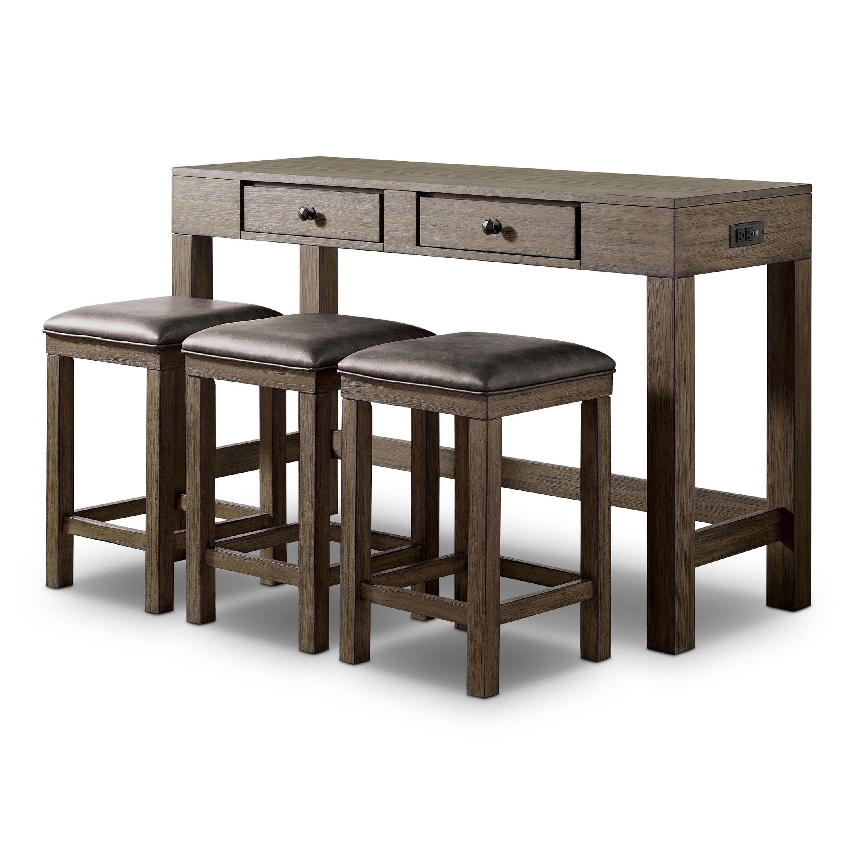 Furniture of America Kipp 4-Piece Counter Height Dining Set, Walnut and Gray