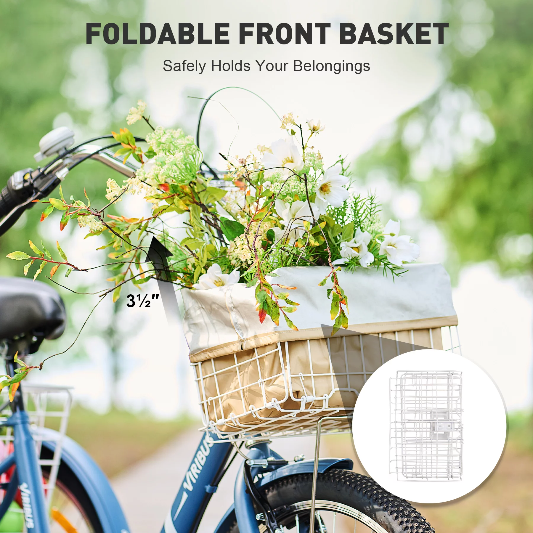 VIRIBUS 7 Speed 26 Inch Tricycle with Flexible Seating and 2 Baskets Matte Blue