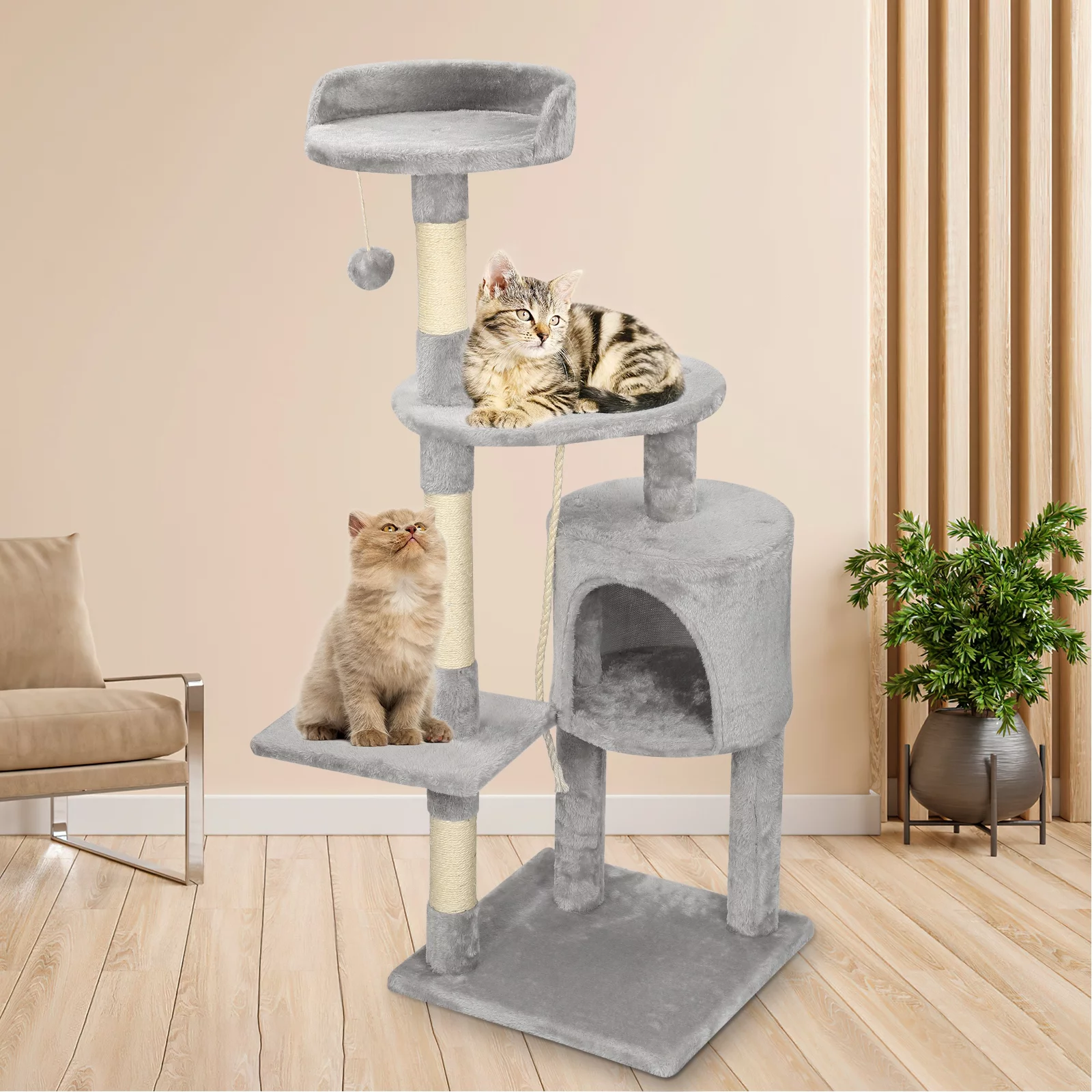 Cat Tree with Condo and Scratching Pad Tower 44.09