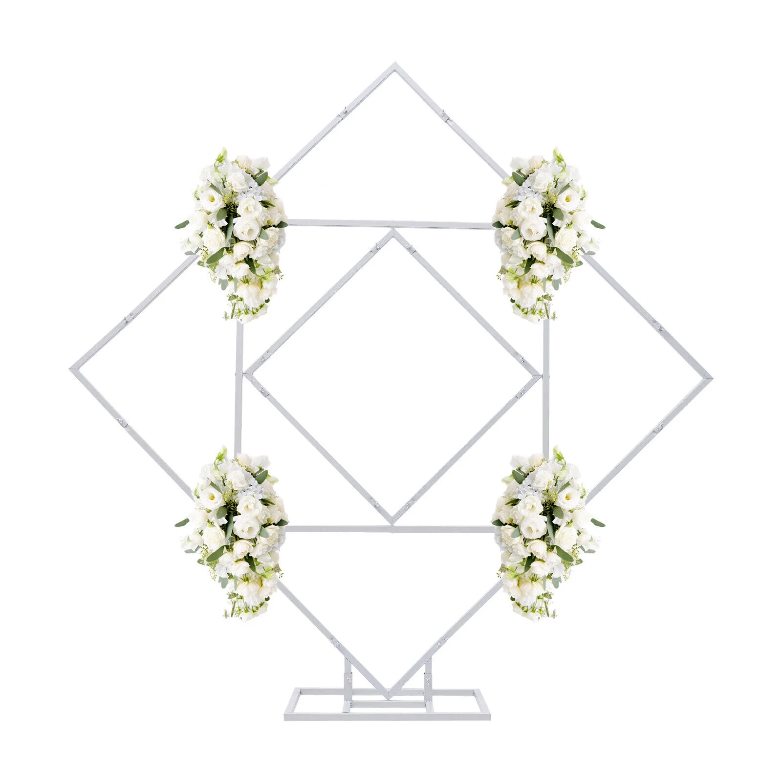 White Square 6.6ft Wedding Stand Backdrop Rack Circle Balloon Frame Venue Decor Metal Arch for Weddings, Birthday Parties, Engagements, Baby Showers