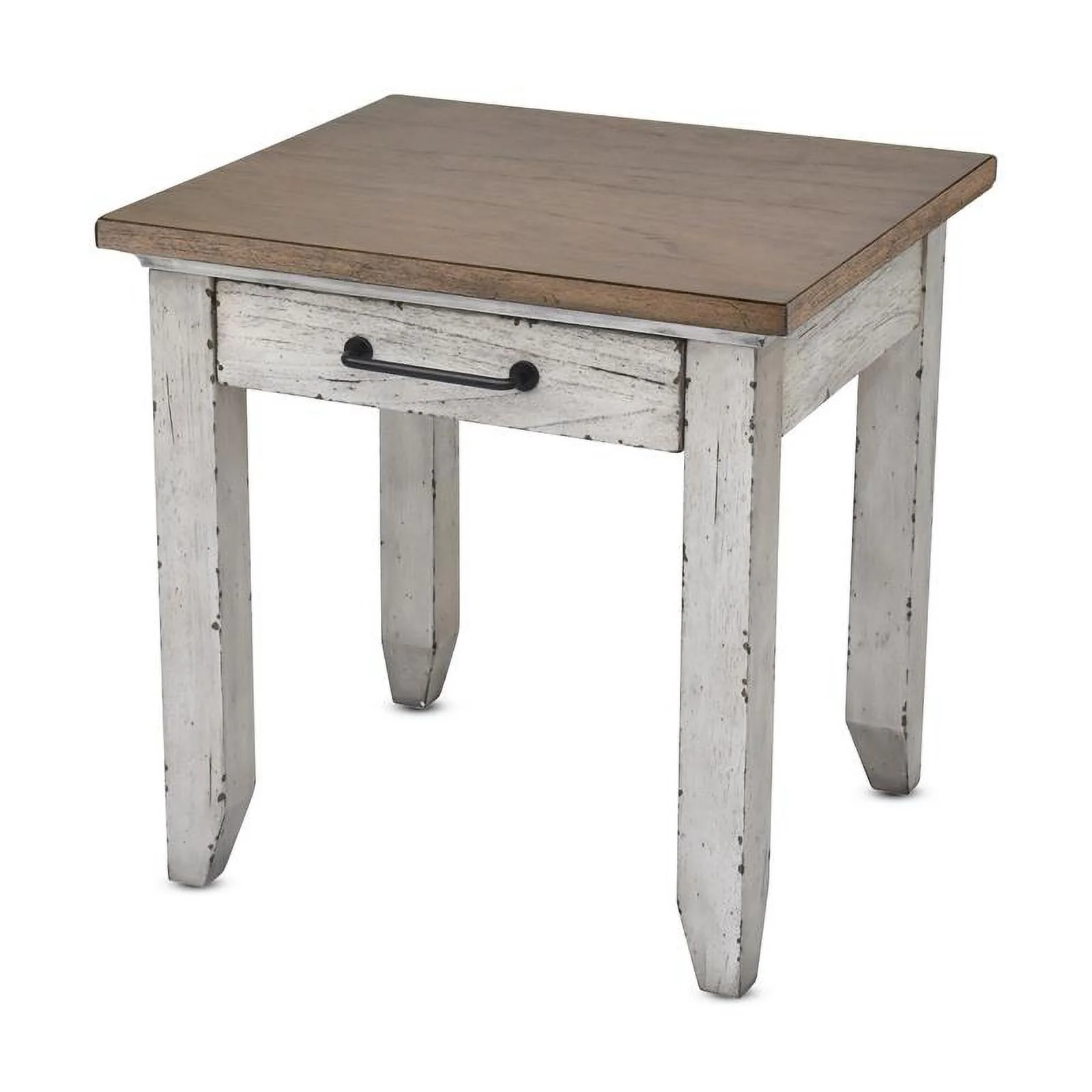 Home Square Rustic End Table in Ivory and Honey - Set of 2