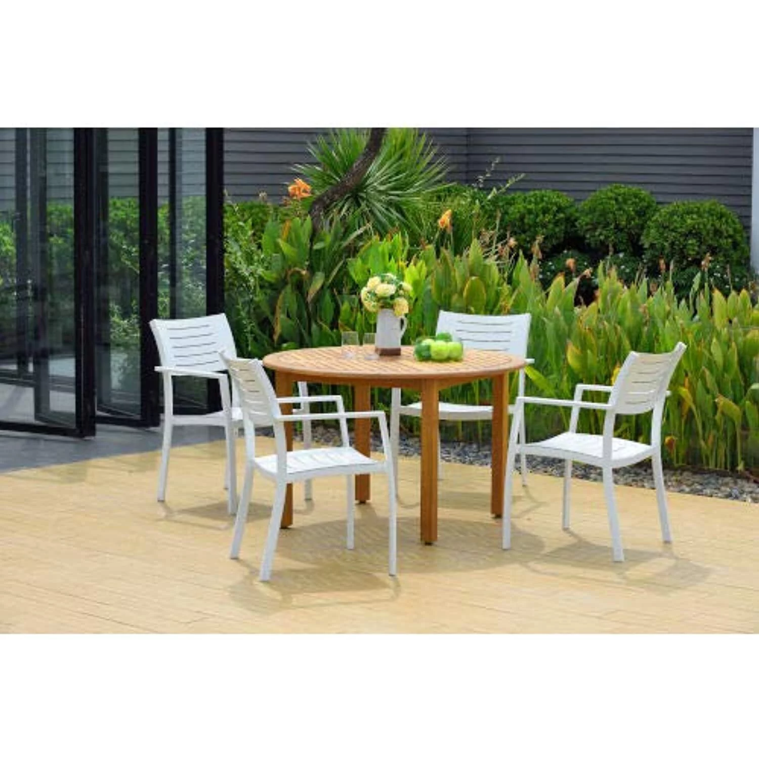 Amazonia 5pc Teak Finish Patio Dining Set