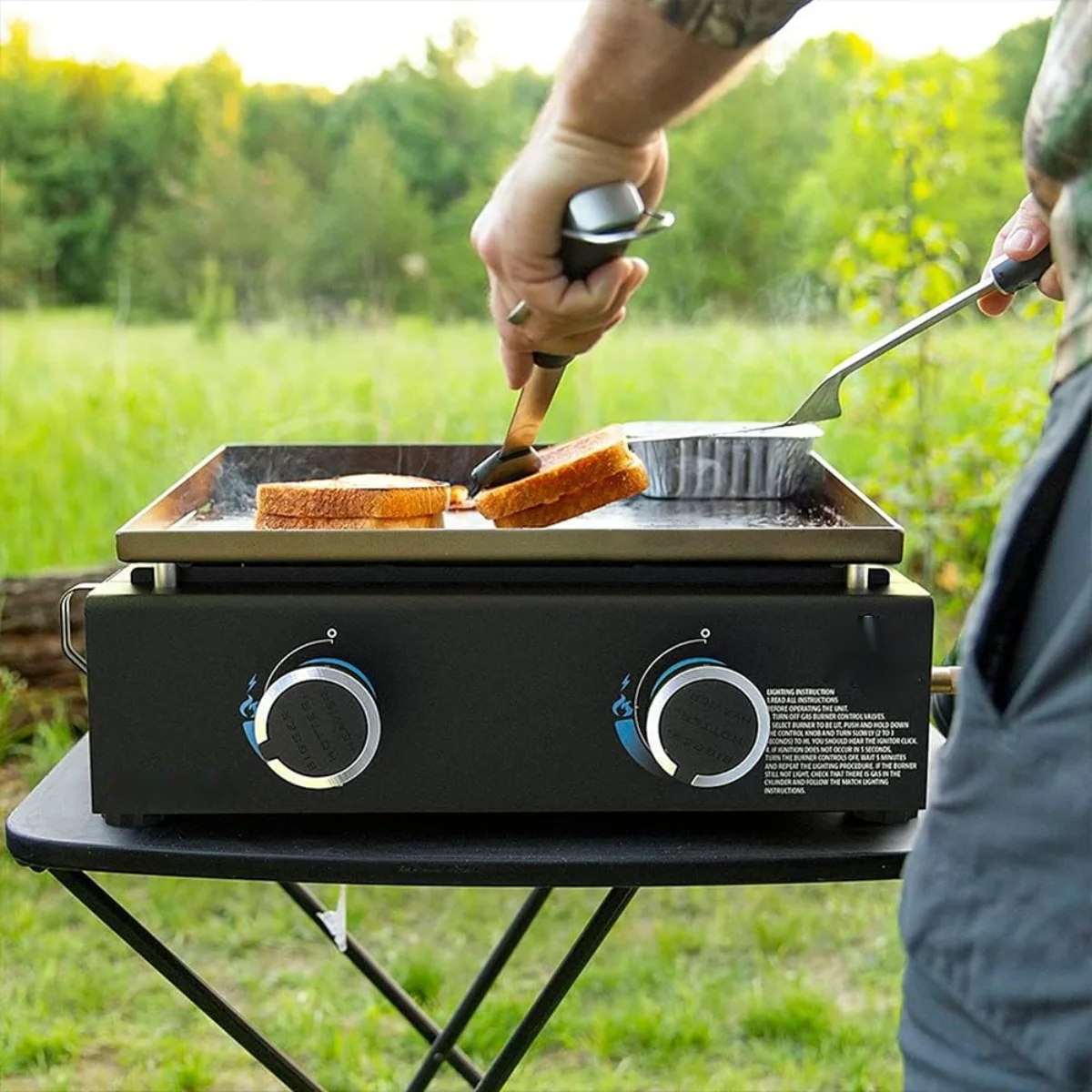 2-Burner Tabletop Gas Griddle, 18,000 BTU - 265 Square Inches Of Cooking Space