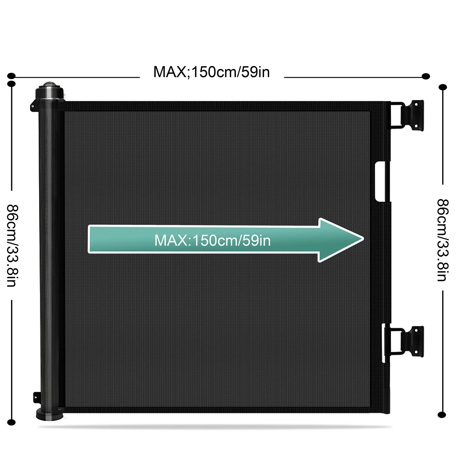 Retractable Baby Gate Dog Gates for Stairs, JoyHi Extra Wide Safety Child or Pets Gates, 33” Tall, Extends to 55” Wide, Mesh Cat Gate for The House Indoor/Outdoor, Doorways, Hallways (Black, 33