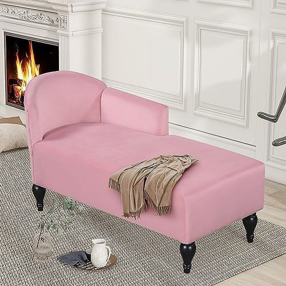 ZFGSUIJN Mid Century Vintage Velvet Chaise Lounge Modern Indoor Chaise Lounge Couch Right Arm Facing Upholstery Lounge Chair with Solid Wood Leg for Living Room Apartment Office