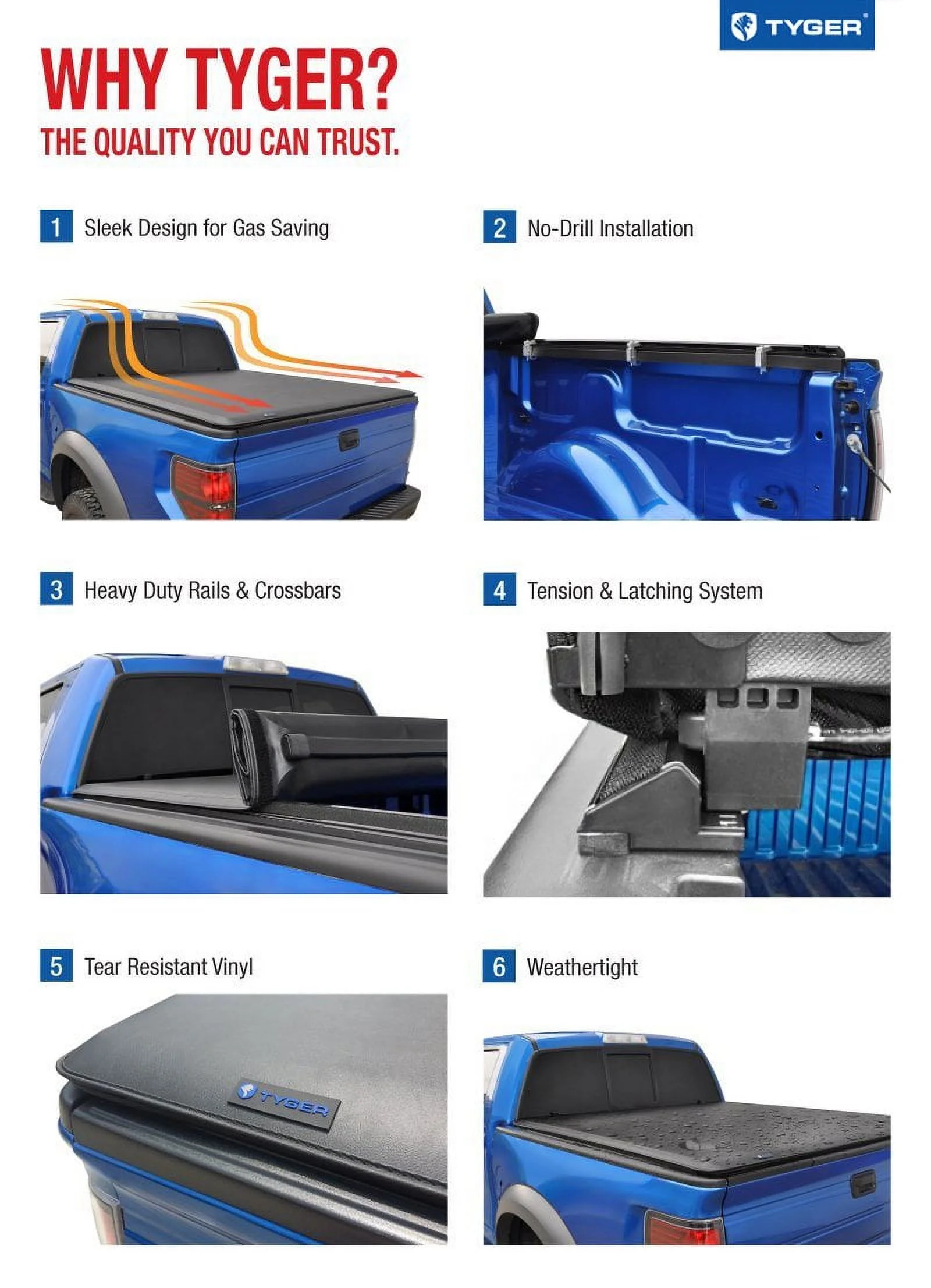 Tyger Auto T1 Soft Roll-up Truck Bed Tonneau Cover Compatible with 2007-2013 Toyota Tundra | 6.5' Bed | TG-BC1T9039 | Vinyl