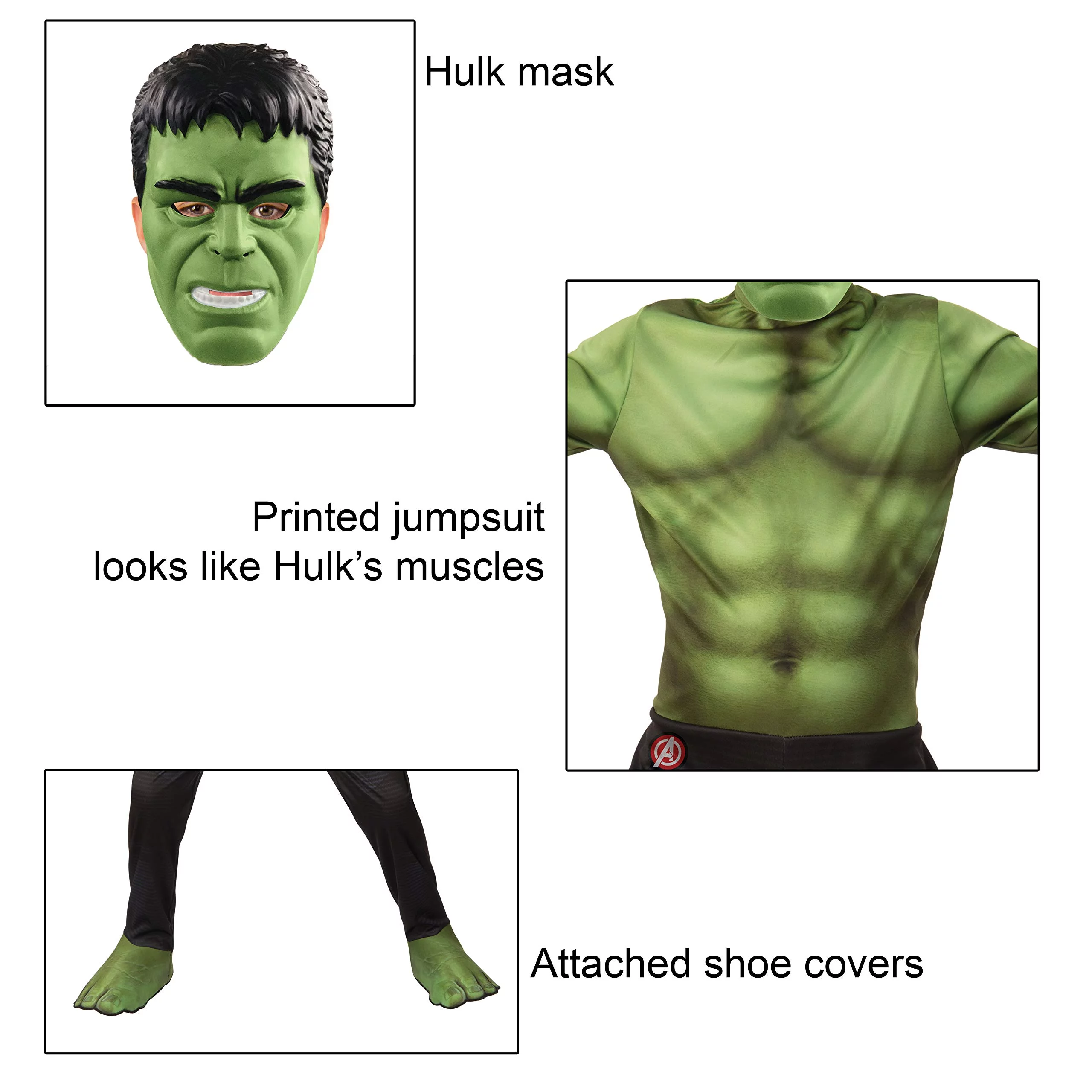 Hulk Avengers Endgame Boys Child Marvel Superhero Costume-L
