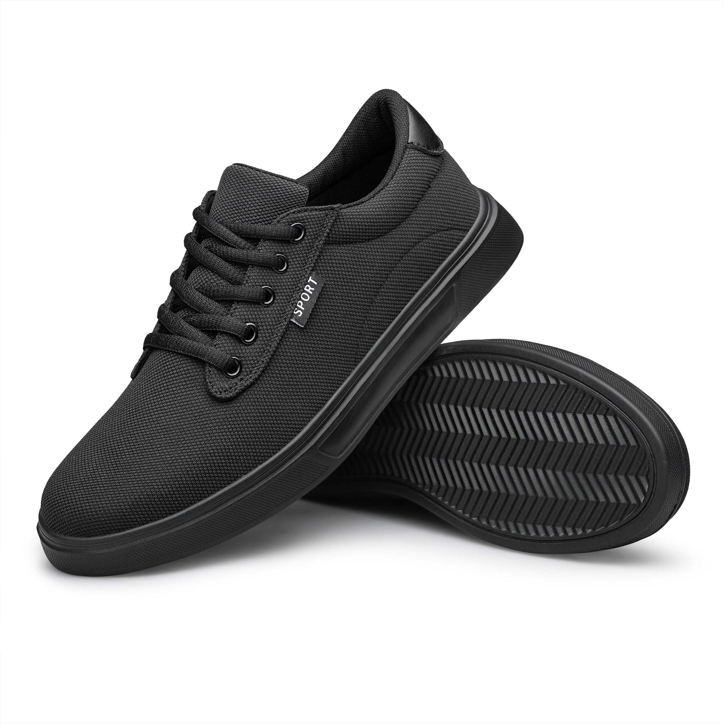 ADQ Men's Dress Shoes Fashion Casual Shoes Lace-up Canvas Sneakers All Black 10.5