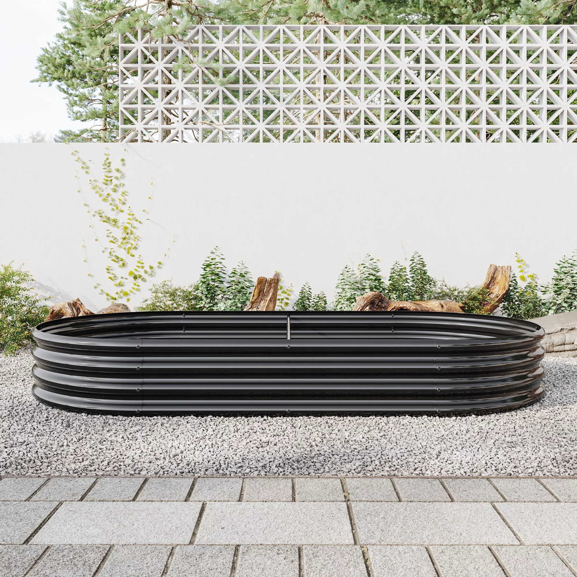 CoSoTower Raised Garden Bed Outdoor, Oval Large Metal Raised Planter Bed for For Plants, Vegetables, and Flowers - Black