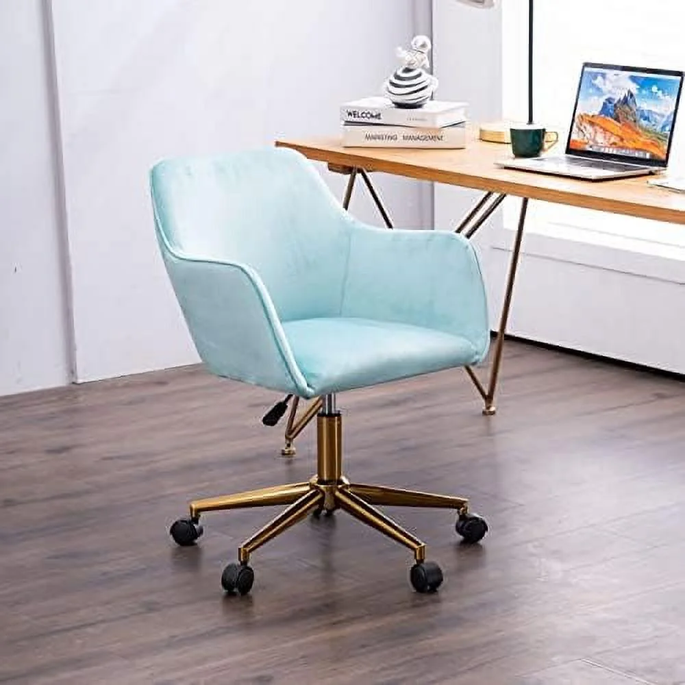 HYHBIBOOM Home Office Chair  Velvet Desk Chair Modern Adjustable Swivel Chair  Upholstered Task Chair Accent Chair Executive Chair Vanity Desk Chair  Yellow & Gold