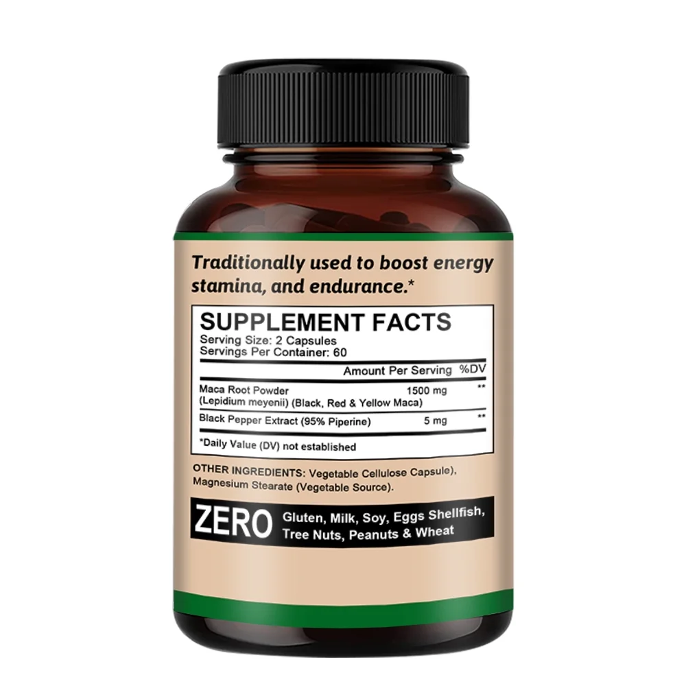 Bunkell Maca Root Capsules - Increase energy and stamina, improve mood 120 capsules