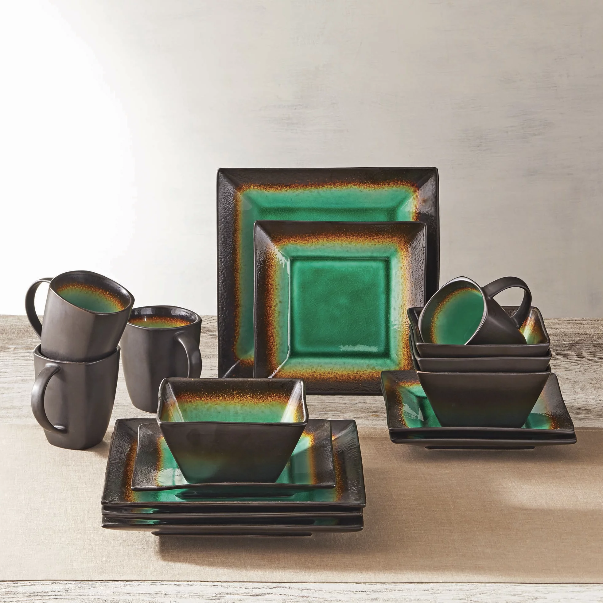 Better Homes & Gardens Jade Crackle Dinnerware, 16 Piece