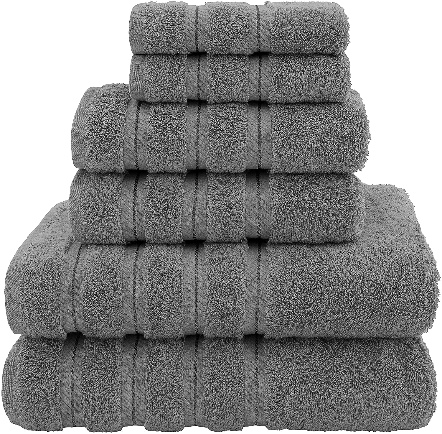 American Soft Linen100% Turkish Cotton Luxury 6 Piece Bath Towel Set - Grey