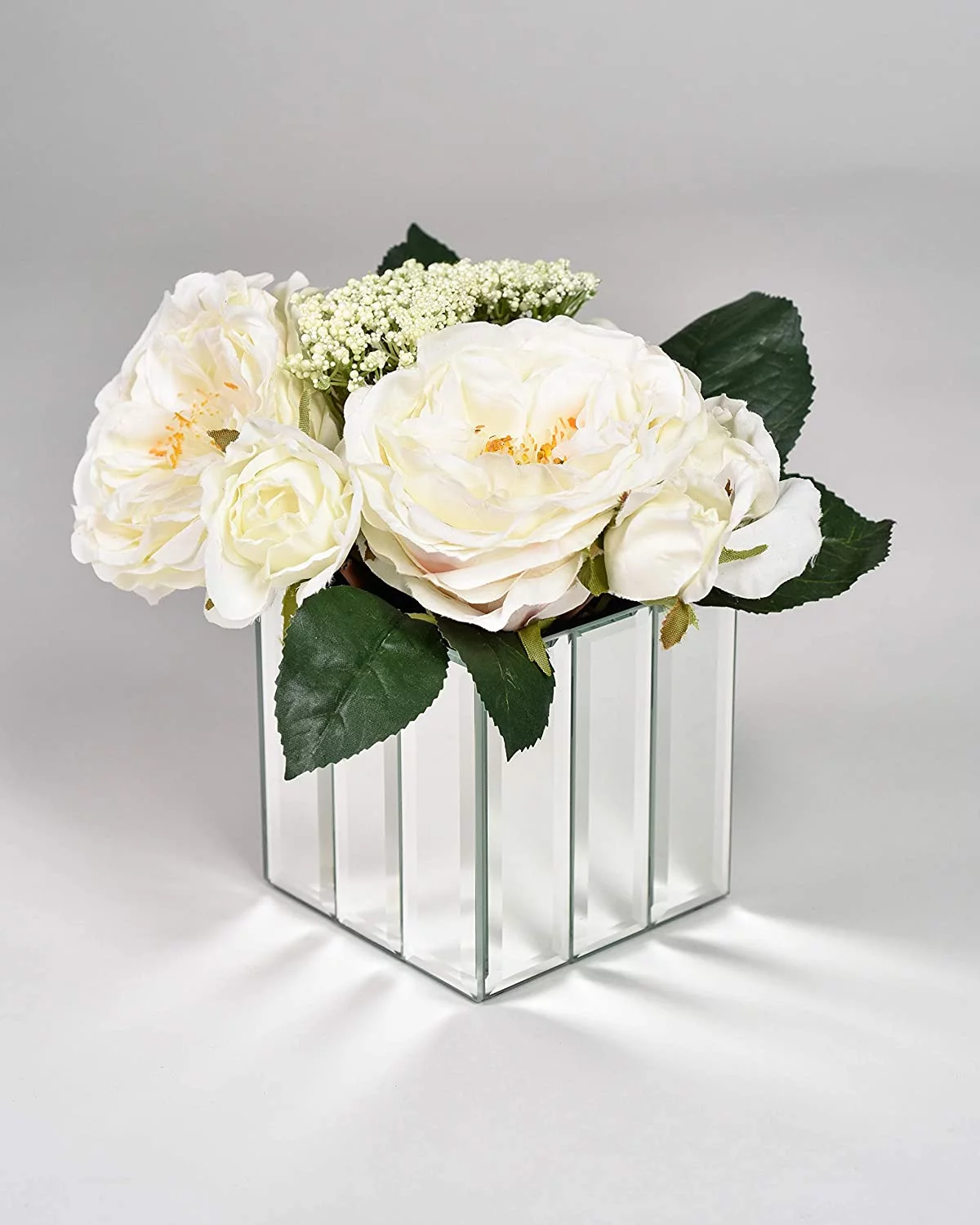 Small Gatsby Mirror Cube Vase – Art Deco Inspired Glass Vase With Mirror Finish, Measures 4” Cube