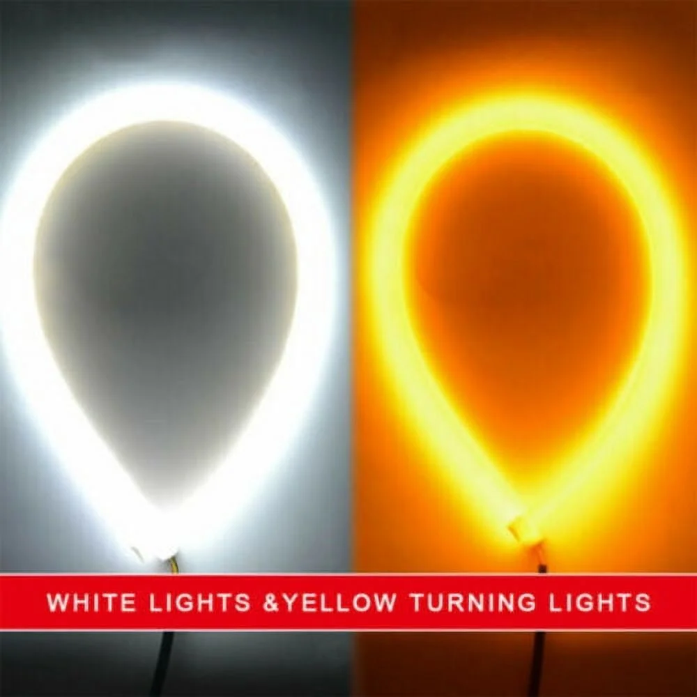 2pcs DRL LED Light Car Switchback Headlight Sequential Turn Signal Tube Lights