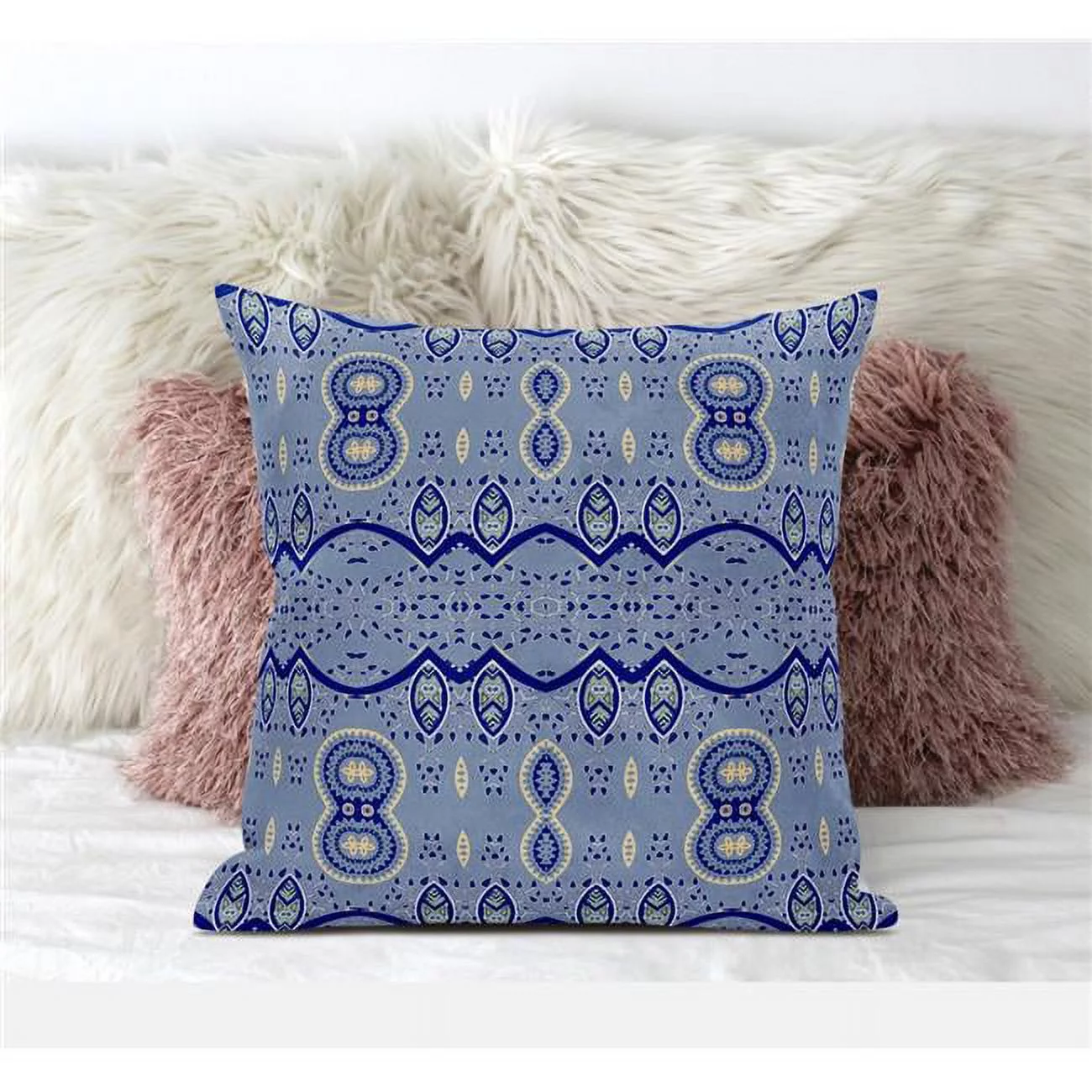 Sephalina Paisley Leaves Indoor/Outdoor Pillow in Muted Blue Navy 20x20