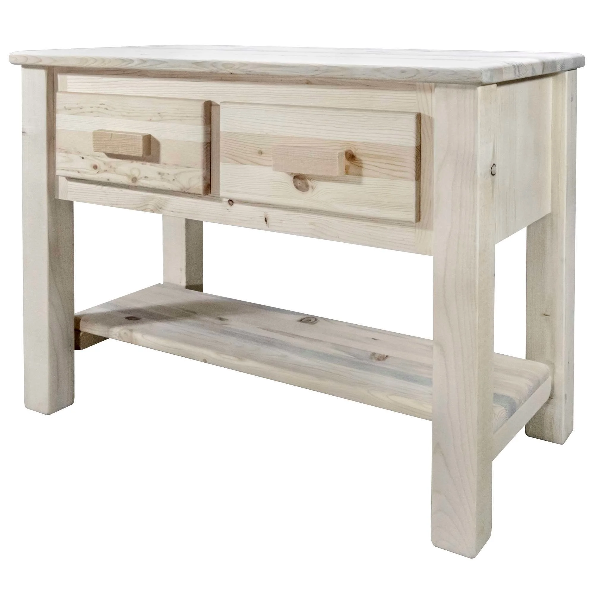 Homestead Collection Console Table w/ 2 Drawers, Clear Lacquer Finish
