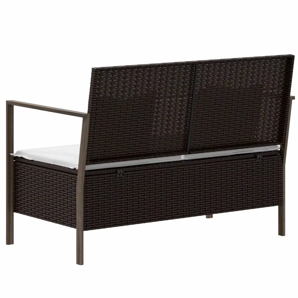 Anself 2-Seater Patio Bench with Cushions Brown Poly Rattan