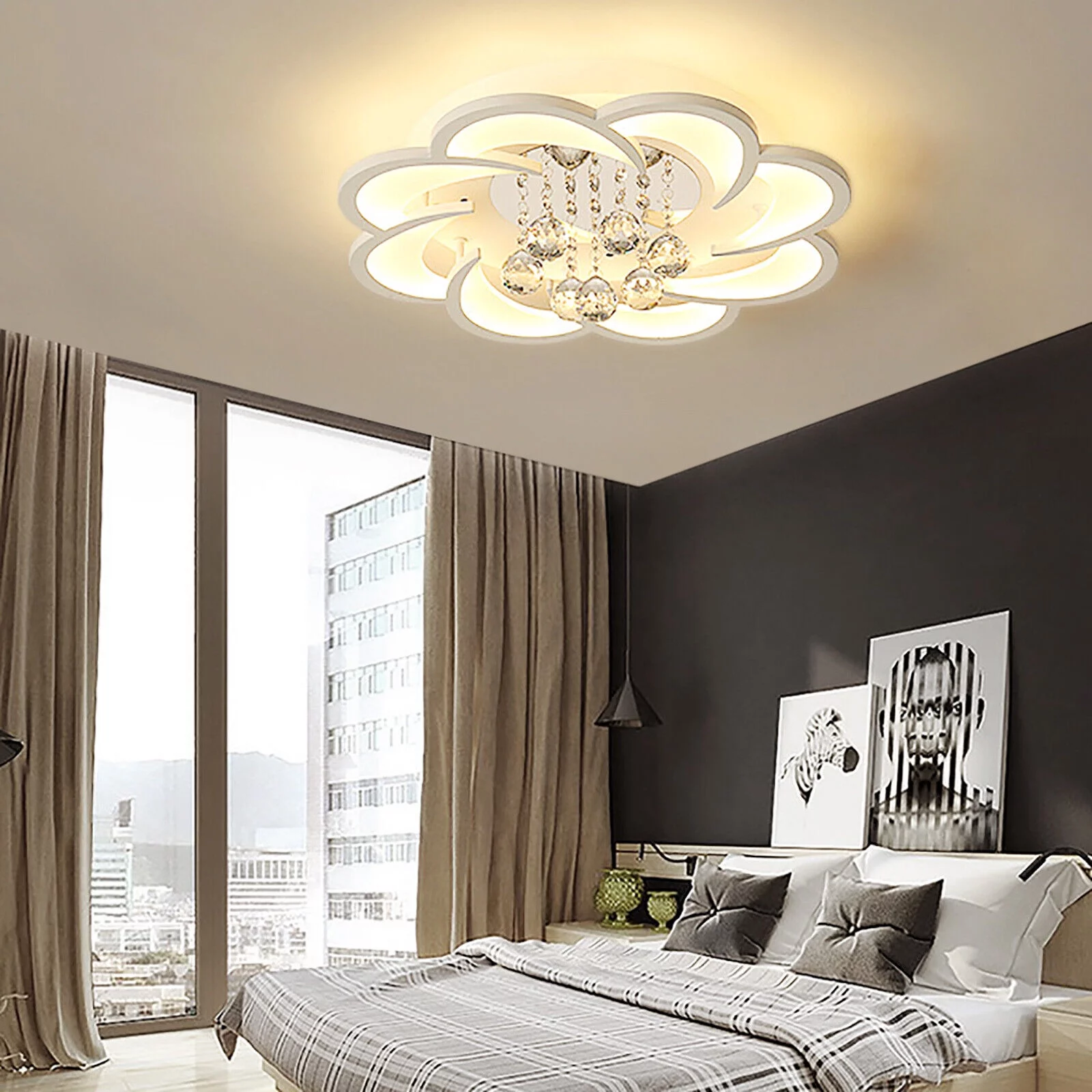 Modern Luxury K9 Crystal Chandelier LED Hanging Pendant Light Ceiling Fixture