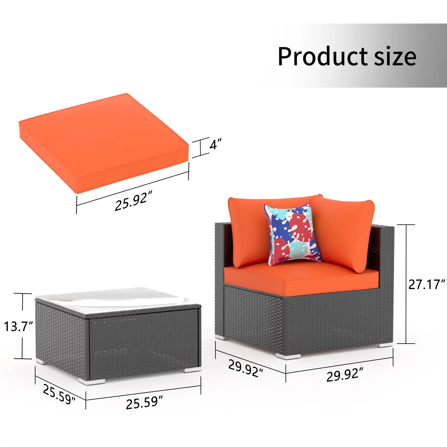 Ainfox 3 Pcs Outdoor Patio Furniture Sofa Set on Sale,Orange