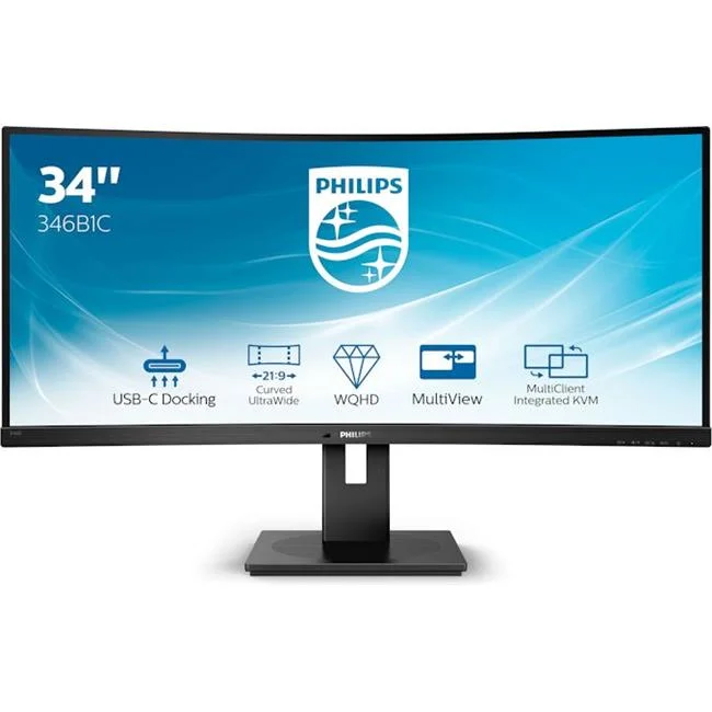 B Line  - LED Monitor - Curved 34 in. - 3440 x 1440 UWQHD - Black