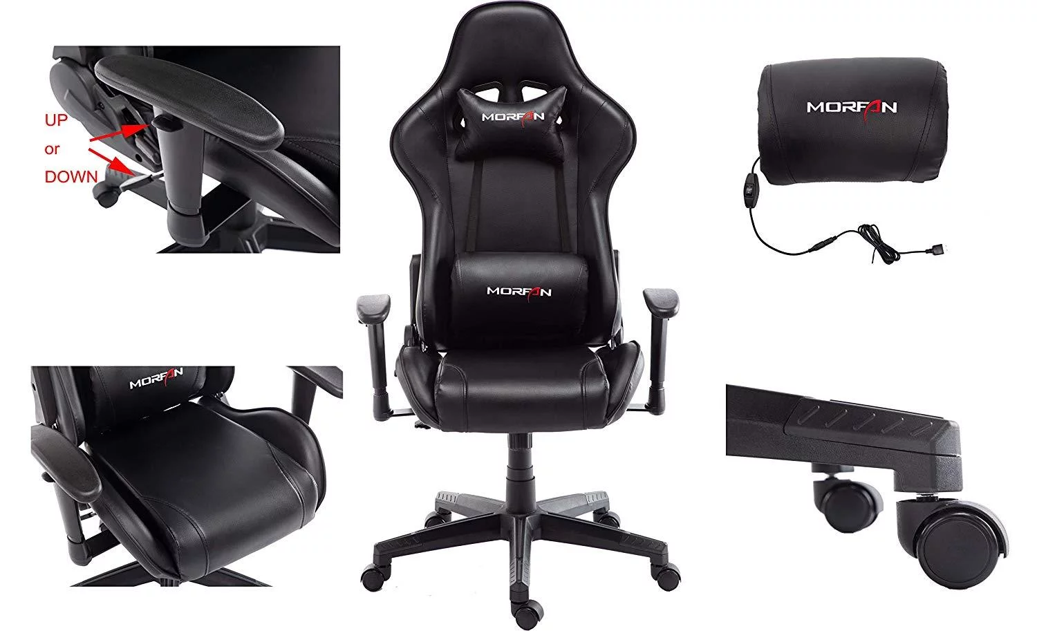 Recliner Ergonomic Gaming Chair Racing Style Office Chair Black matching PVC