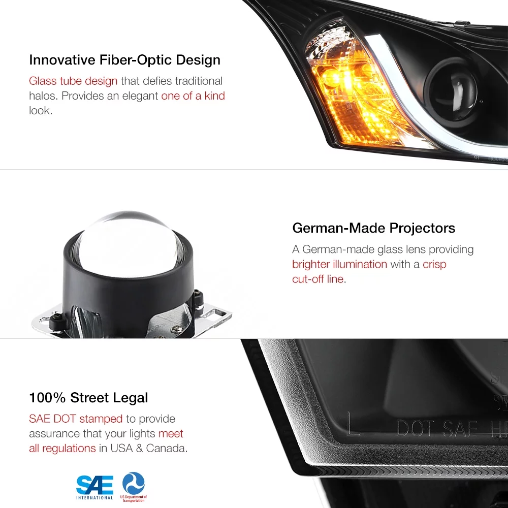 [For 2011-2015 Chevy Cruze & Limited Model] OLED Neon Tube Projector Headlight Headlamp Assembly, Driver & Passenger Side