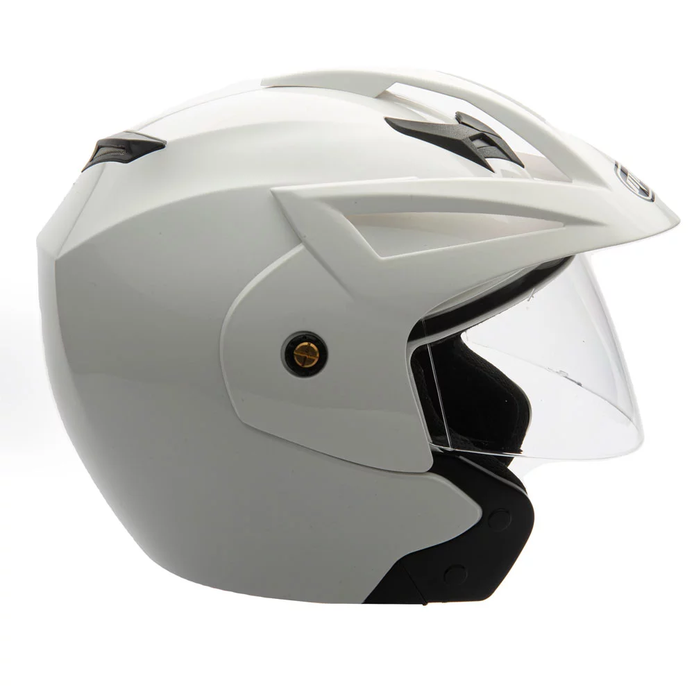 MMG Motorcycle Scooter Street Open Face Helmet DOT - Flip Up Shield - Gloss White (Medium) Model 20
