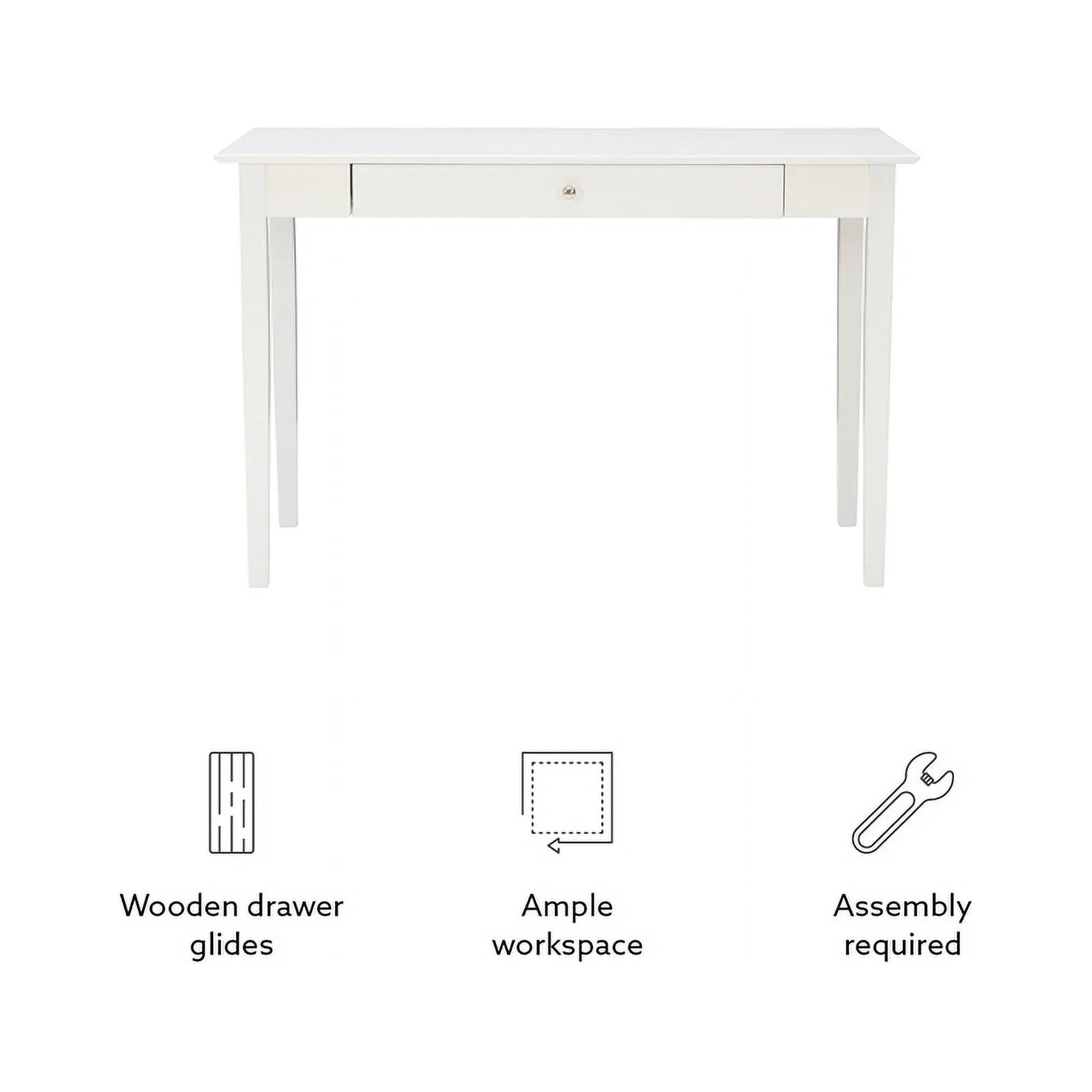 Linon Evans Wood One Drawer Desk in White