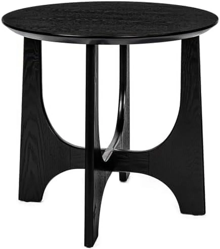 SQFHV Rustic Farmhouse End Table  Mid-Century Modern Accent Round Table French Country Accent  for Family  Dining or Living Room  Small Spaces (25" D x 25" W x 24" H) Black