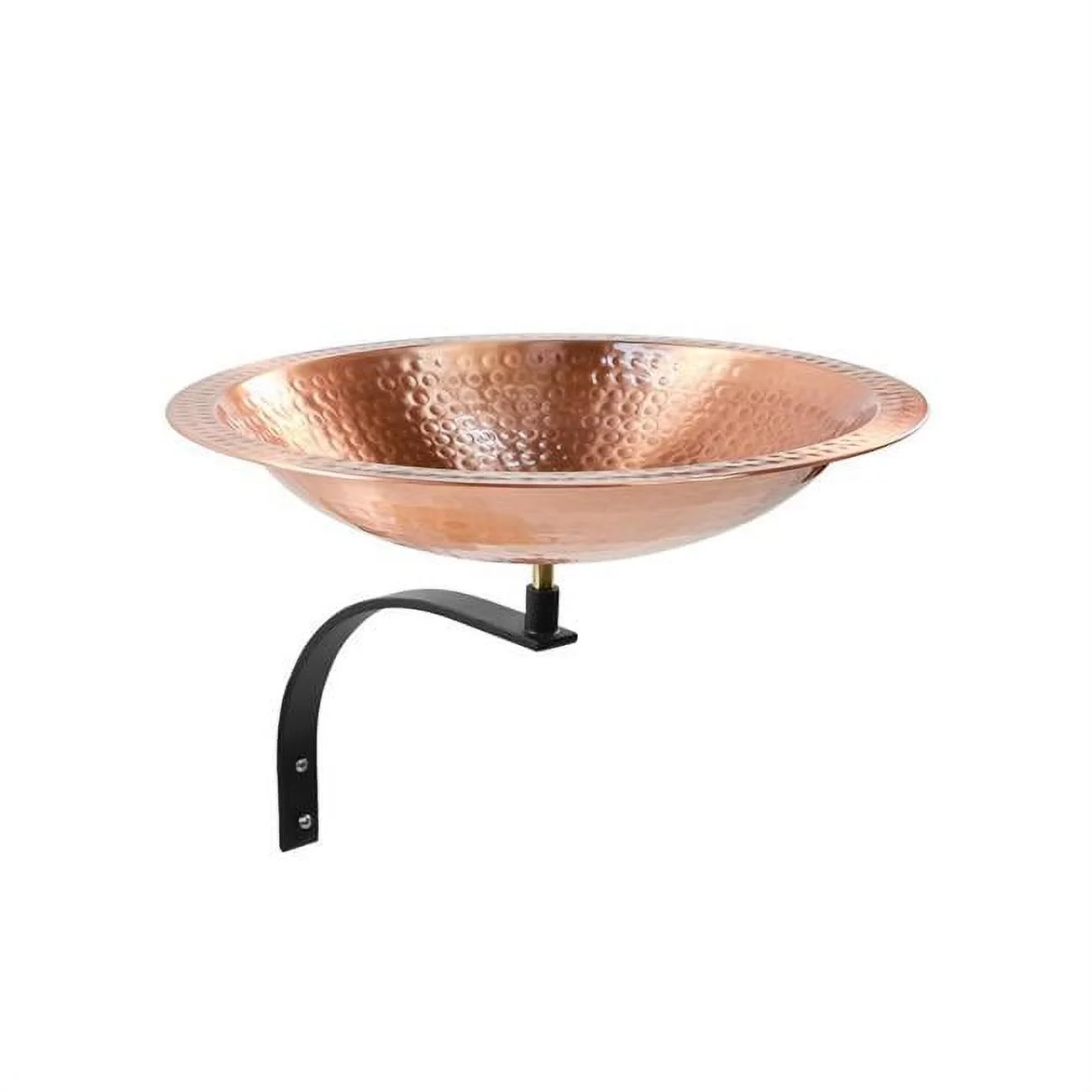 16 in. Hammered Solid Copper Birdbath Bowl with Wall Mount Bracket