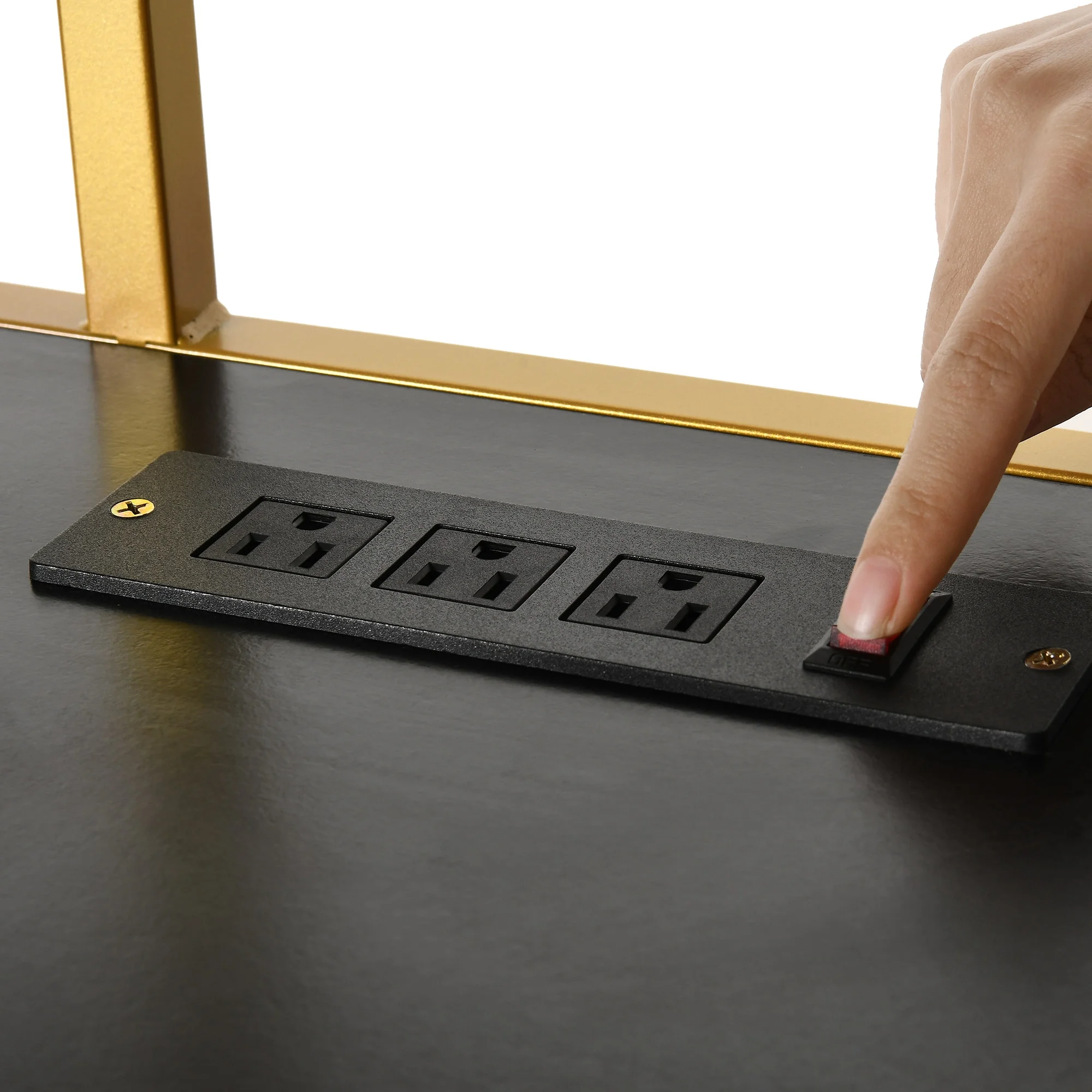 Dextrus Heavy Duty Metal Aquarium Stand with Power Outlets - Suitable for 55-75 Gallon Fish Tank Stand, Turtle Tank, Reptile Terrarium (865lbs Capacity) - Black & Gold