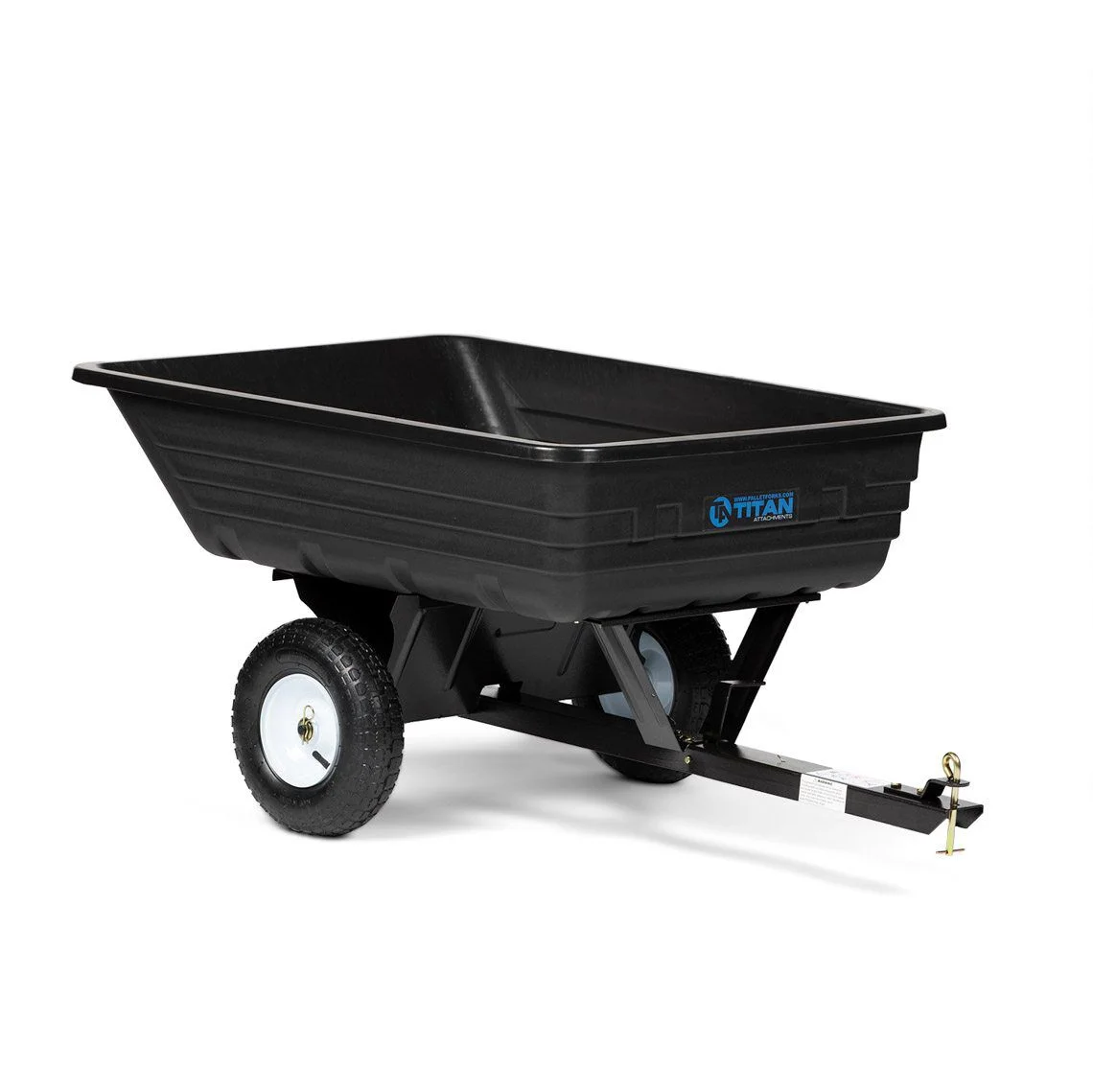 Titan Attachments 400 lb. (10 Cu. ft.) Economy Poly Dump Cart for Lawn Tractor