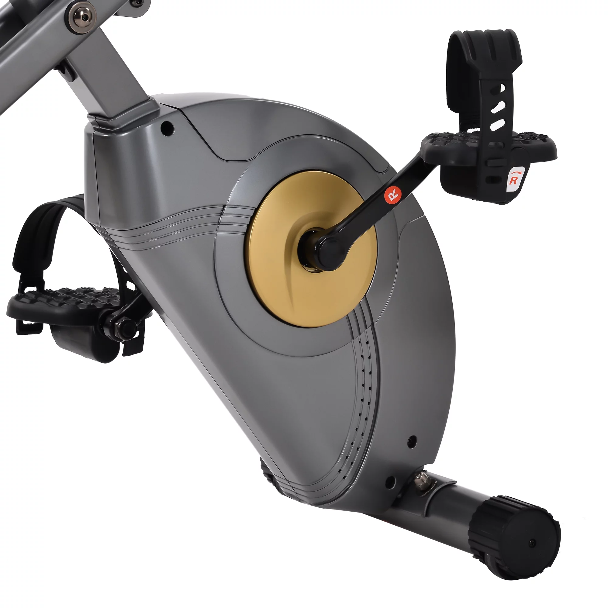 Merax 3 in 1 Exercise Bikes Folding Magnetic Upright Fitness Cycle with Desktop, Arm Resistance Bands and Extra-large Adjustable Seat